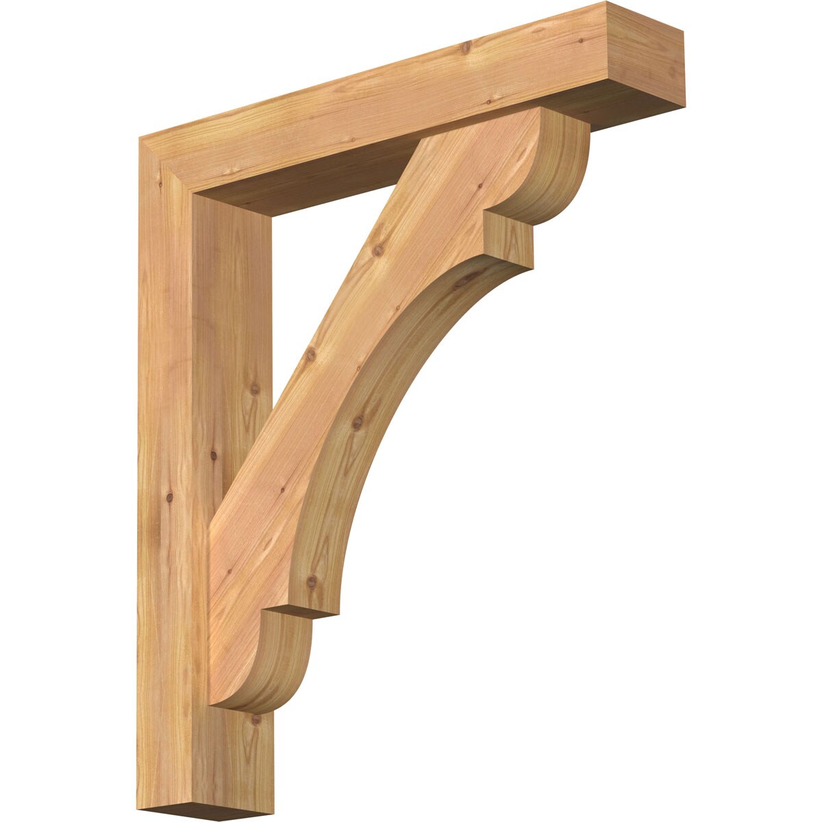Ekena Millwork 1463553 Olympic Block Smooth Bracket with Offset Brace Western Red Cedar Wood Standard Bracket
