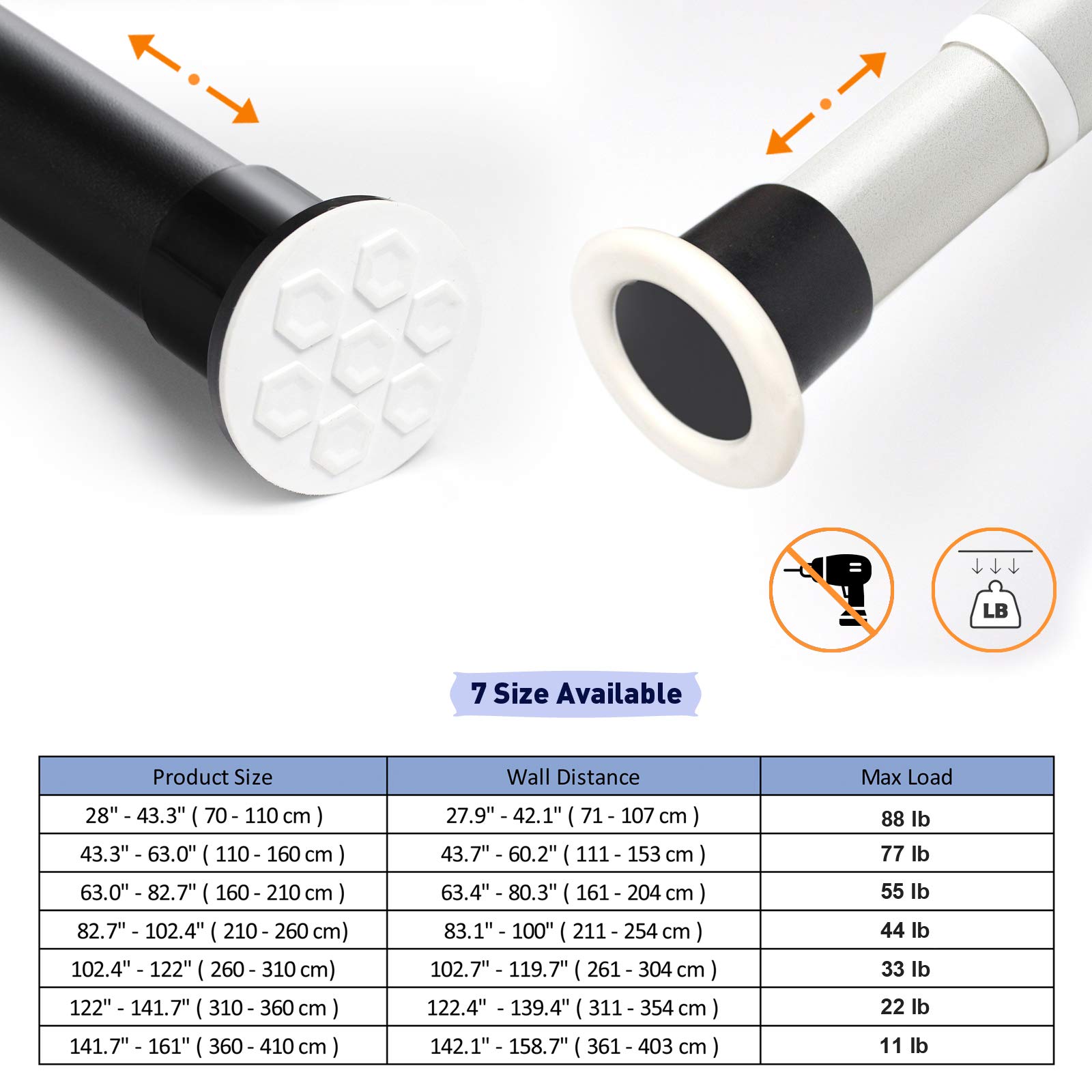 Aoibox LAB5DVX5 Shower-Rod-Parts - View #2