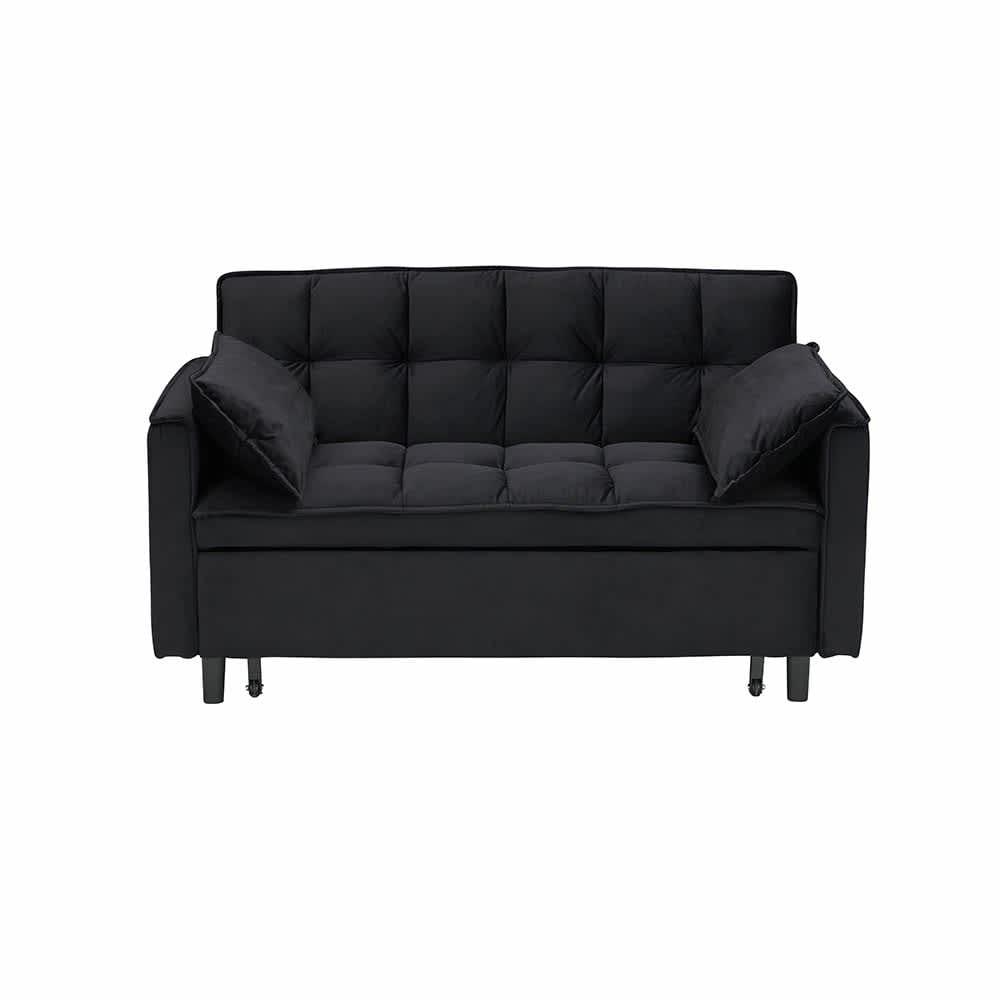 JUJABU EB410-46 Black Modern velvet sofa sofa pull out bed small love seat casual sofa with back