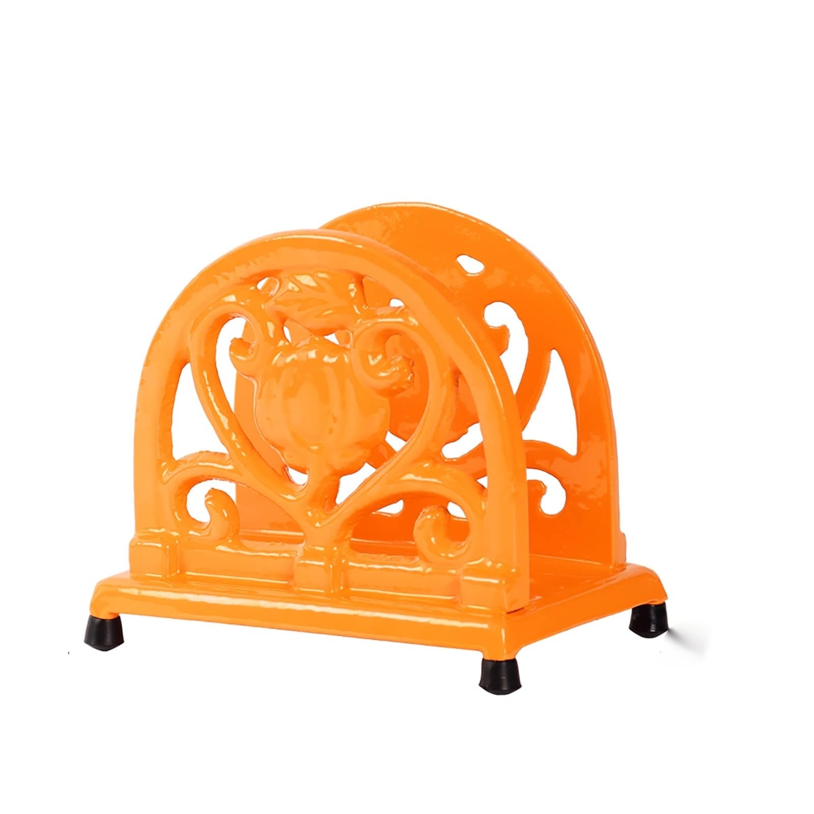 Aoibox  Vintage Farmhouse Cast Iron Napkin Holder in Orange with Powder Coated Finish 5 7 x 3 7 x 4 9 in