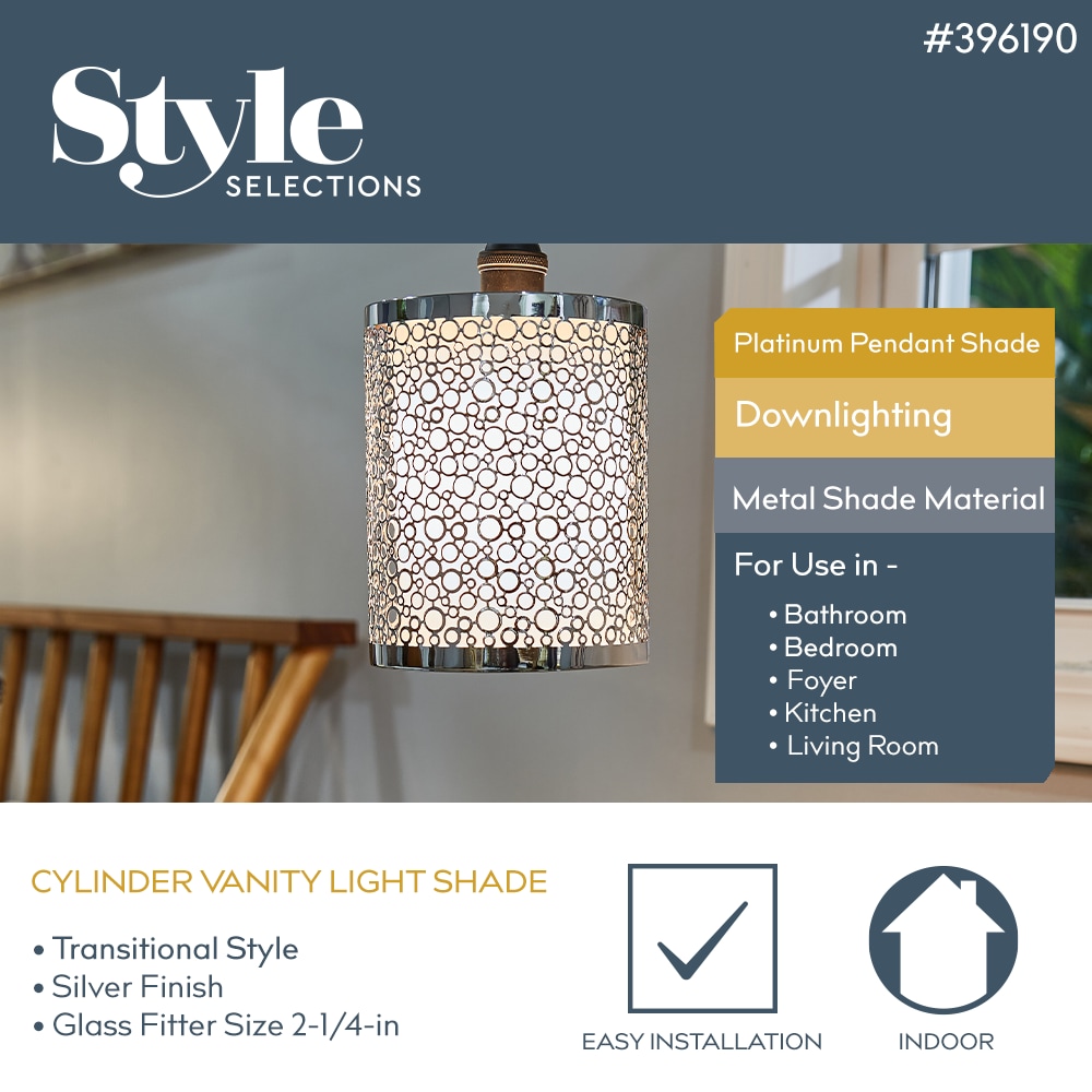 Style Selections Eyerly 7.5-in x 6-in Cylinder Platinum Pendant 