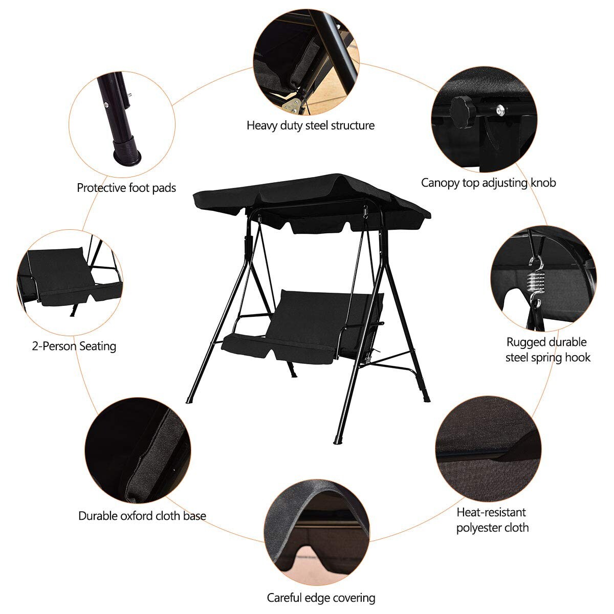WELLFOR SCTW01-BA Swing-Gliders - View #2