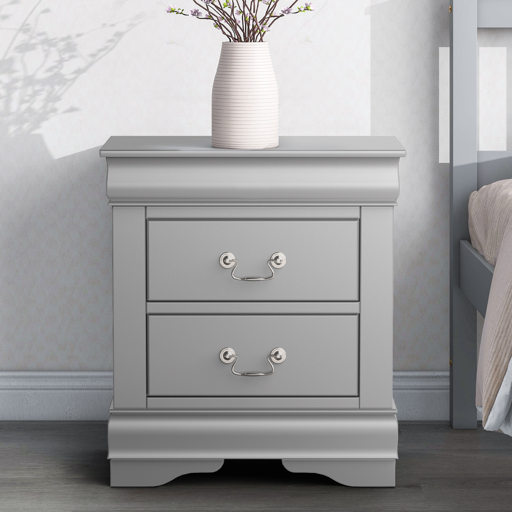 IHOMEadore MDFM7866GY-N Gray Nightstand