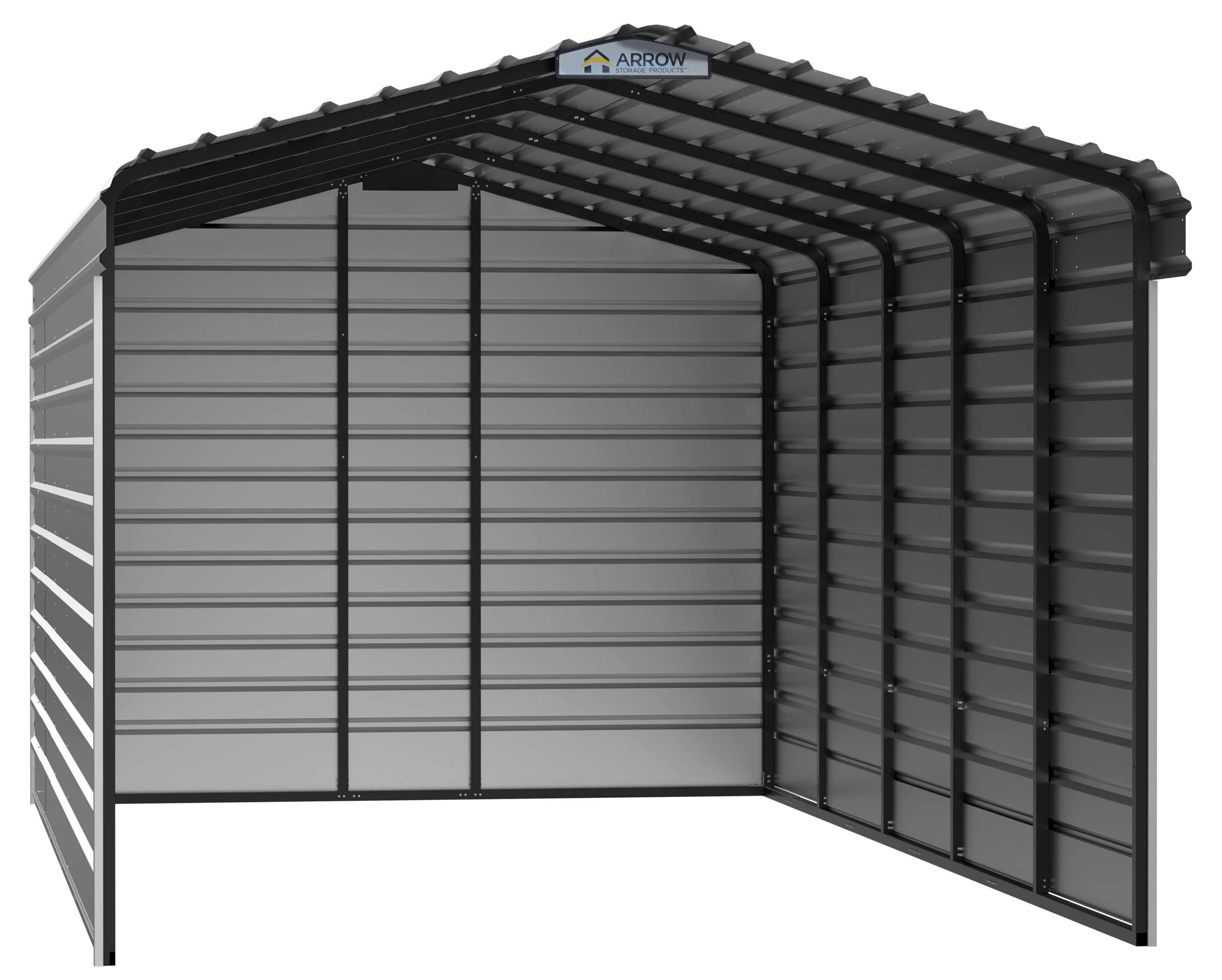 Arrow CPH122409ECL3  Carport 12-ft W x 24-ft L x 9-ft H Eggshell Metal Carport with Metal Roof