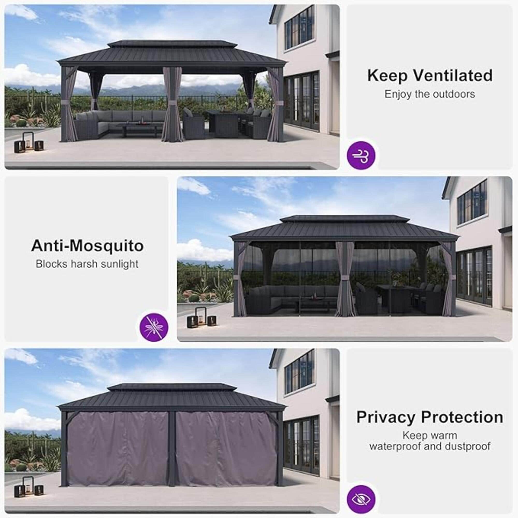 PURPLE LEAF LS04GHTG1020 Wood-Resin-Gazebos - View #4
