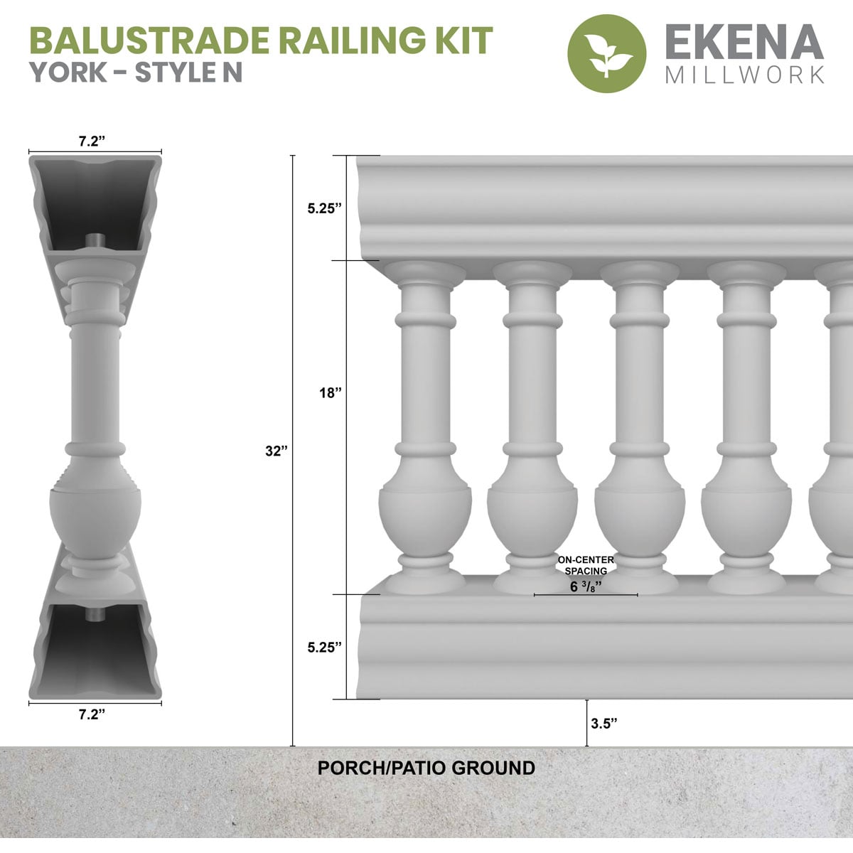 Ekena Millwork BALK32X120YON railings - View #2