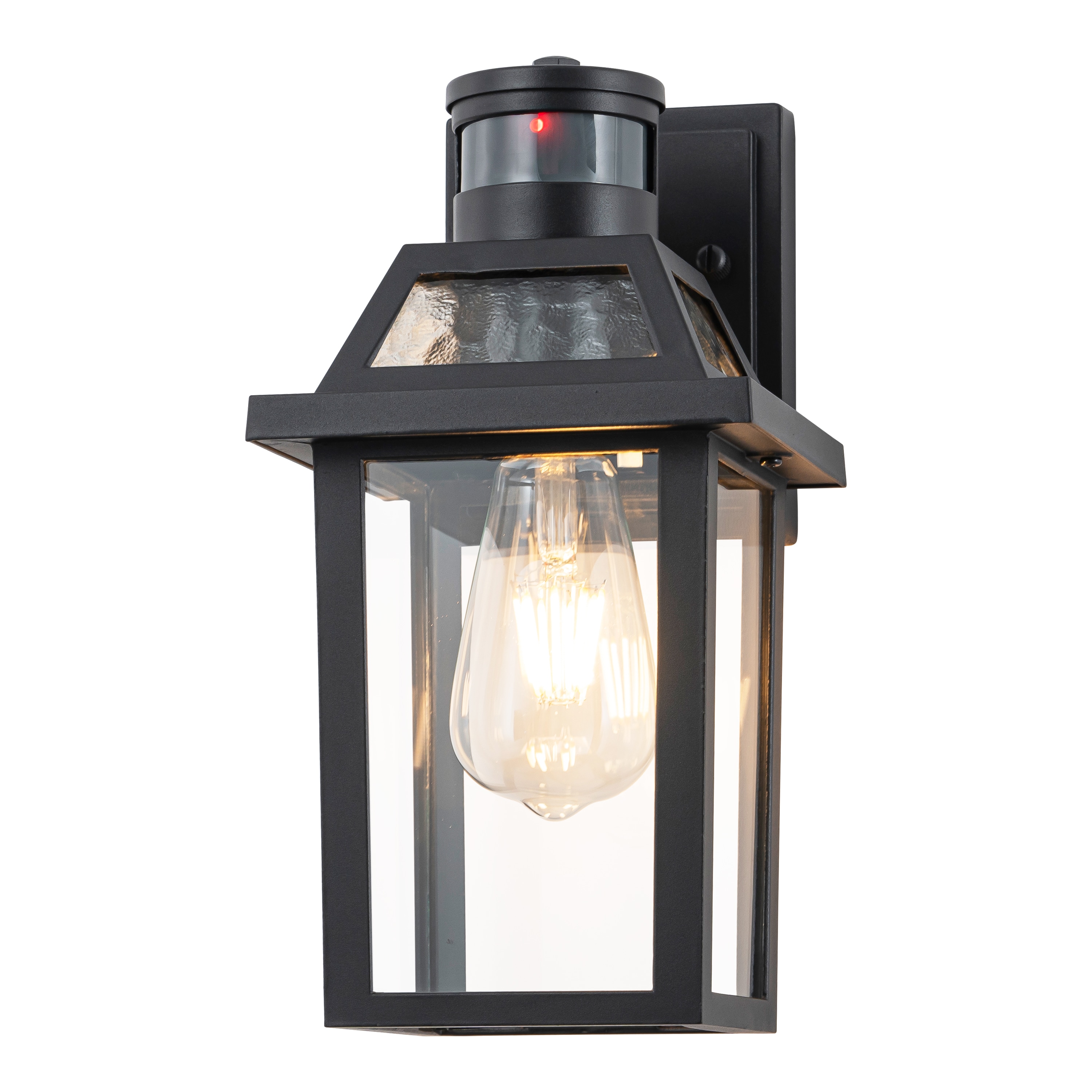 C Cattleya LLA2586-LIN-W 1 -Light 11.75-in H Matte Black Hardwired Motion Sensor Dusk to Dawn Outdoor Wall Light