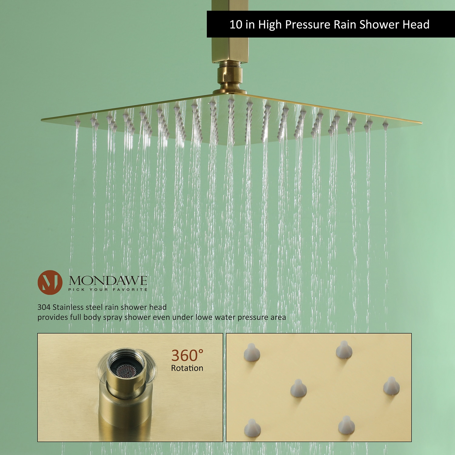 Mondawe WF6640-10BG Showerhead-Bar-Panels - View #7