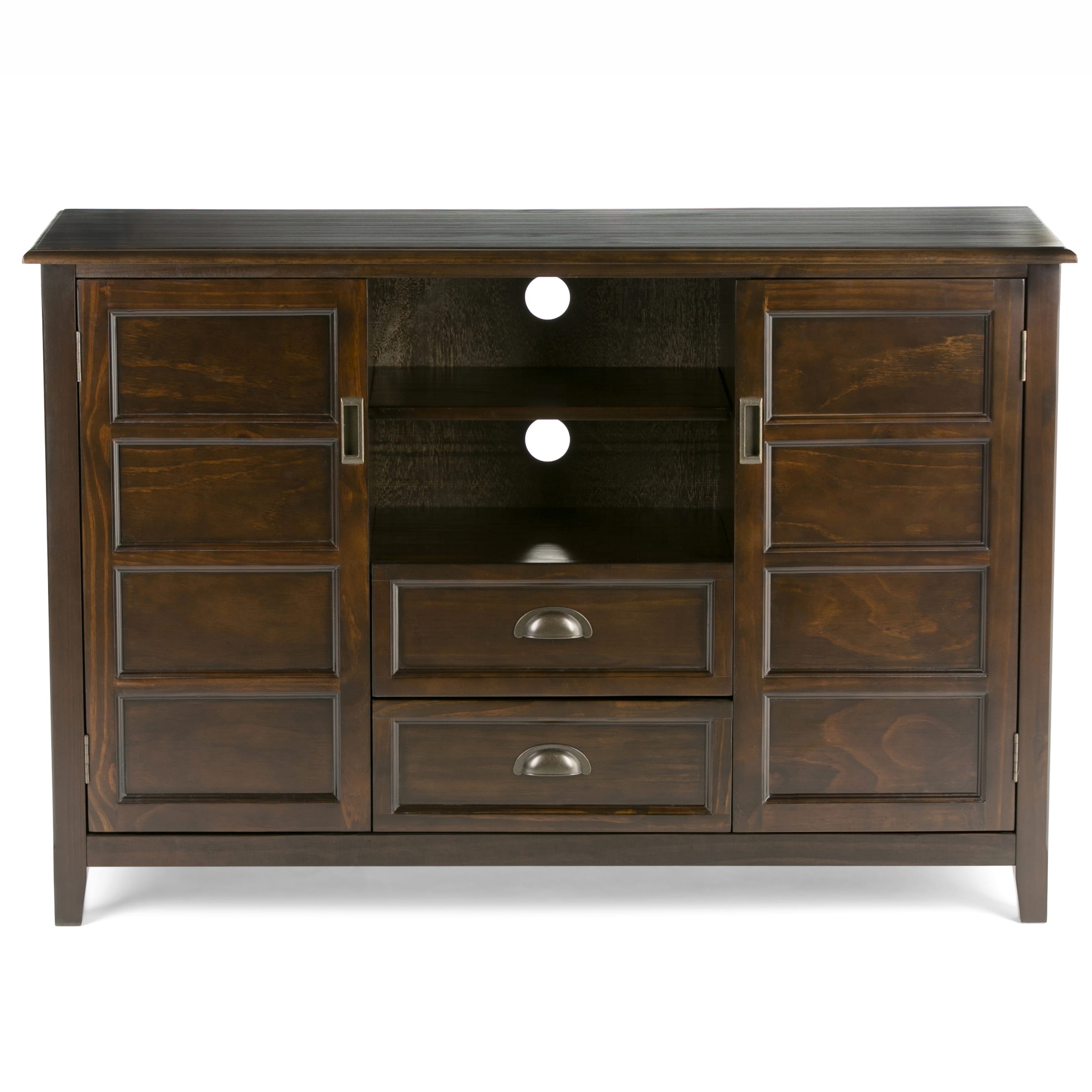 Mahogany Brown 60" Solid Wood TV Stand with Cabinets