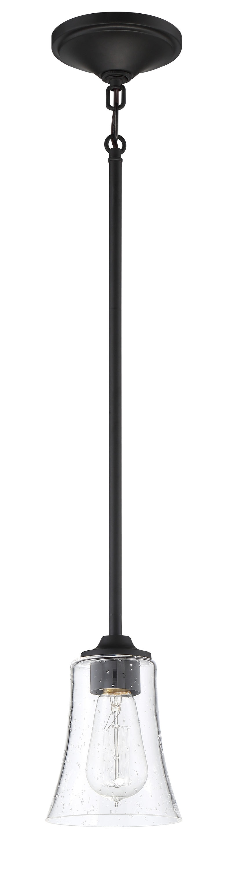 Craftmade 50491-FB Gwyneth Flat black Traditional Seeded glass Bell Mini Hanging Pendant light