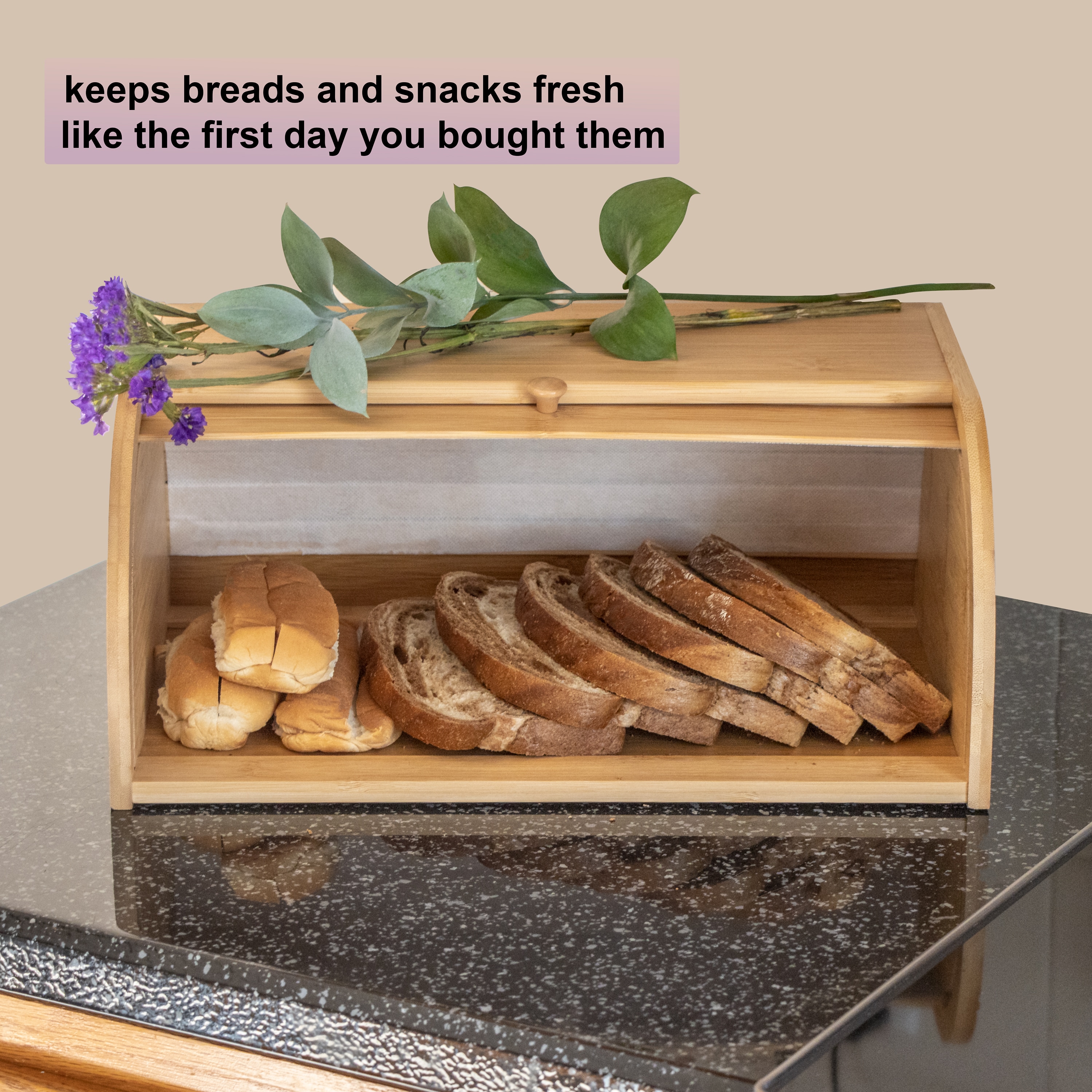 Trademark Innovations BAMBOO-BREADBOX Dining-Kitchen-Storarge - View #4