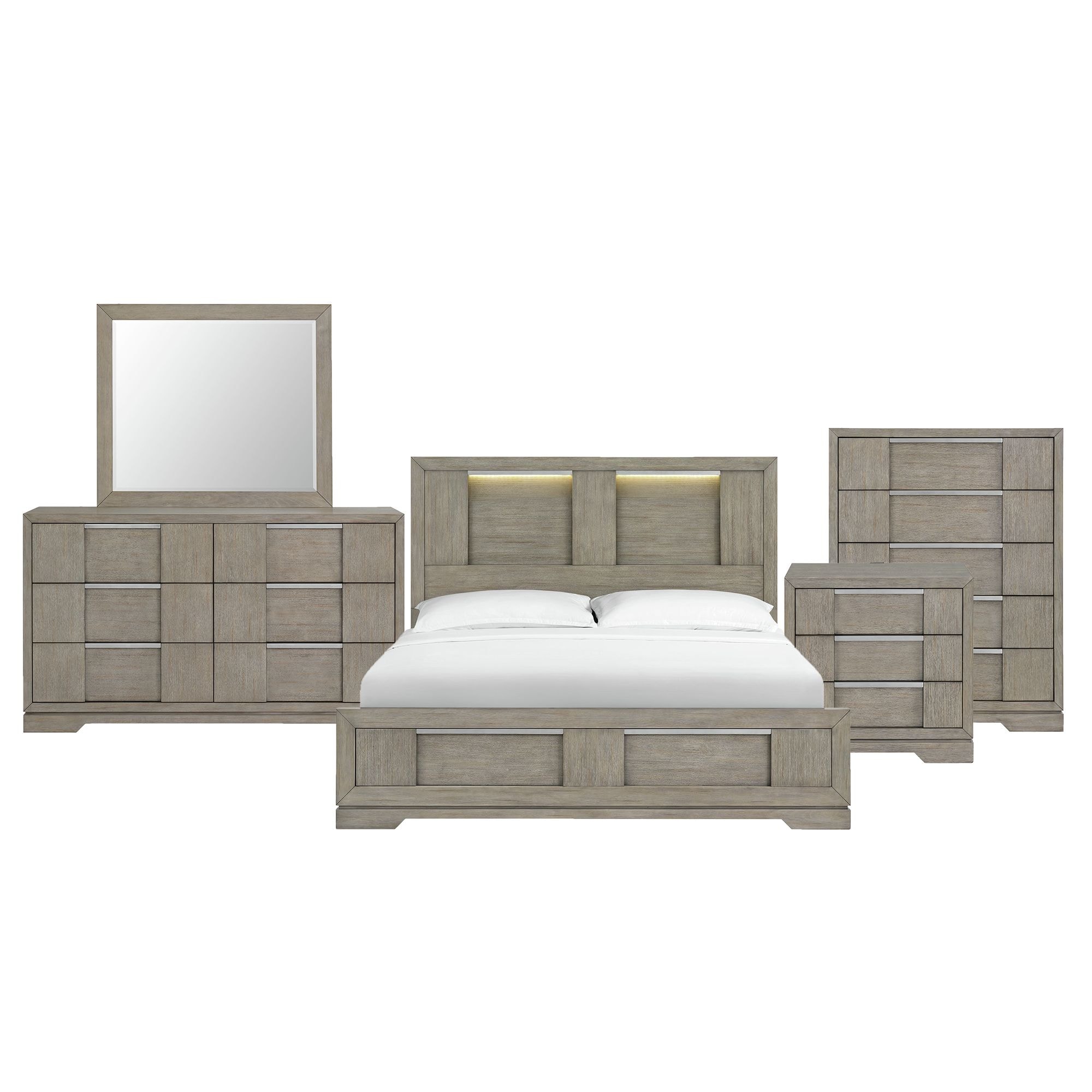 Picket House Furnishings B-9770-3-KBL-5PC Argo Grey King Bedroom Set