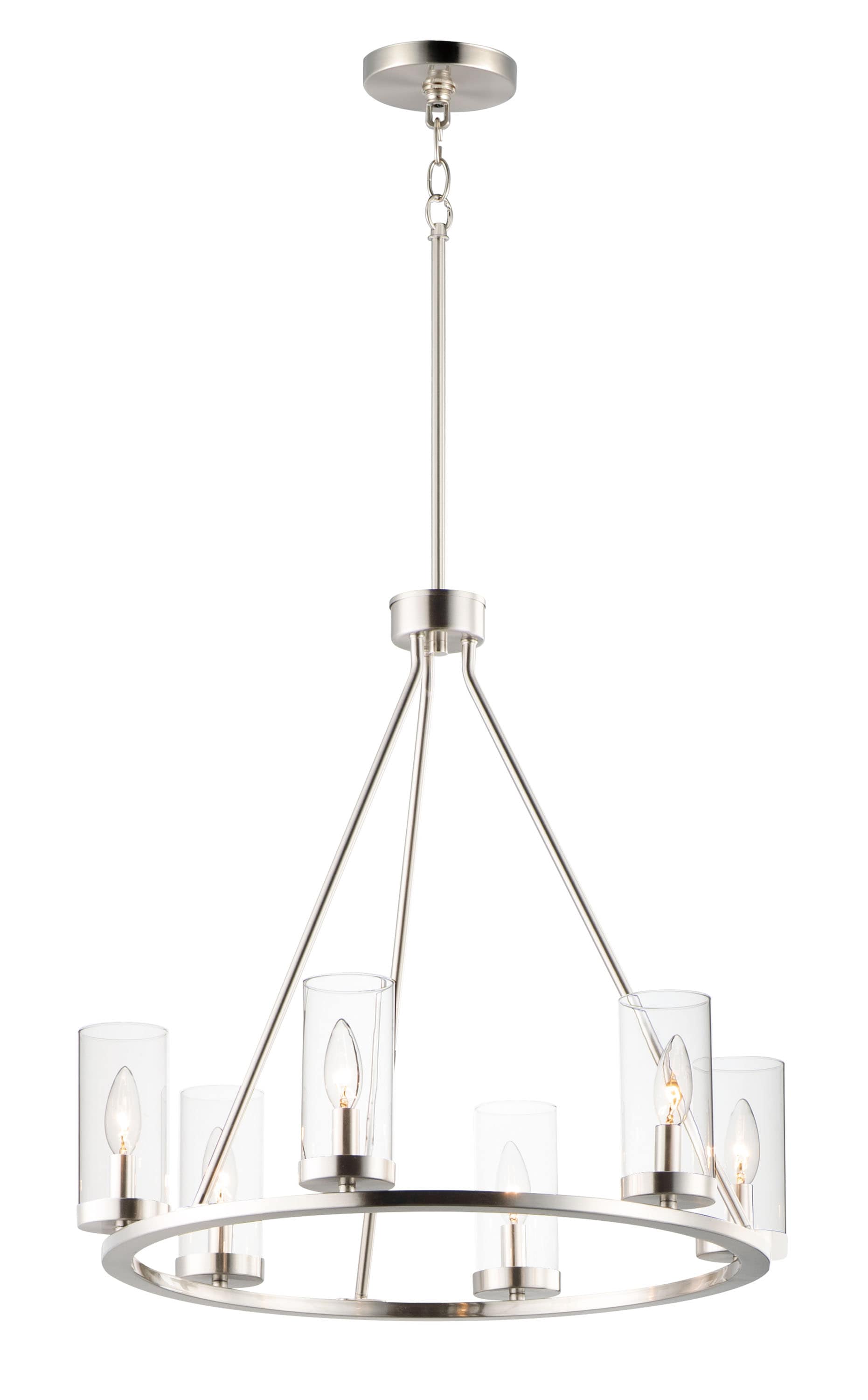 Maxim Lighting 25255CLSN Sentinel 6 -Light Satin Nickel Transitional For Use in Bedrooms, Dining Rooms, Foyers, Kitchens, Living Rooms Chandelier