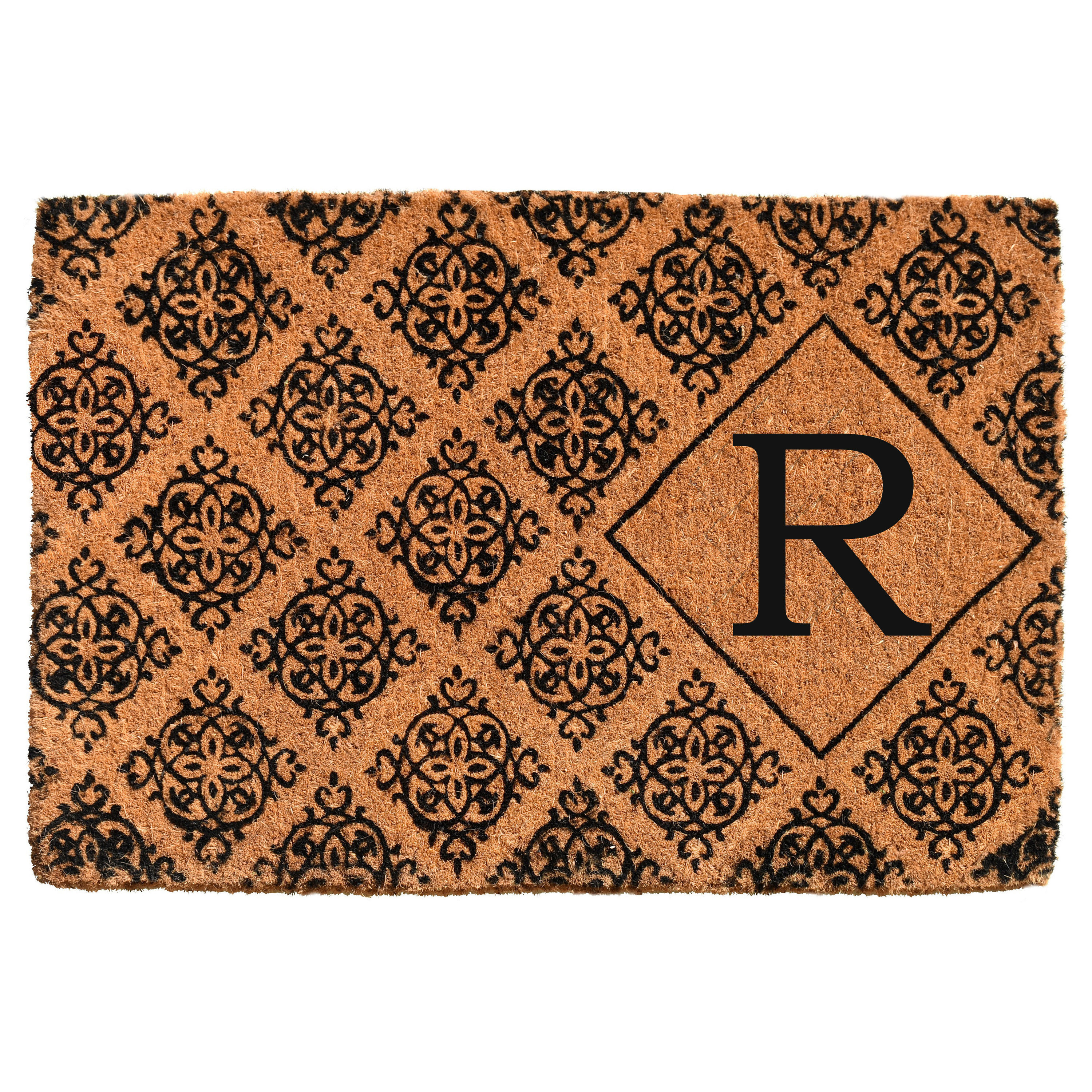 Callowaymills 103332436R 24-in x 36-in Natural/Black Coir Non-Slip Grip Indoor or outdoor Decorative Door Mat