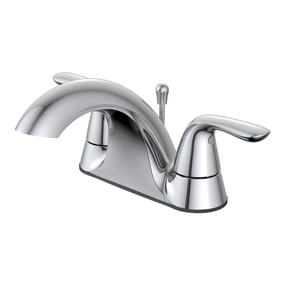 Project Source Dover Brushed Nickel 4-in centerset 2-handle WaterSense  Bathroom Sink Faucet with Drain and Deck Plate (2.37-in) in the Bathroom  Sink Faucets department at