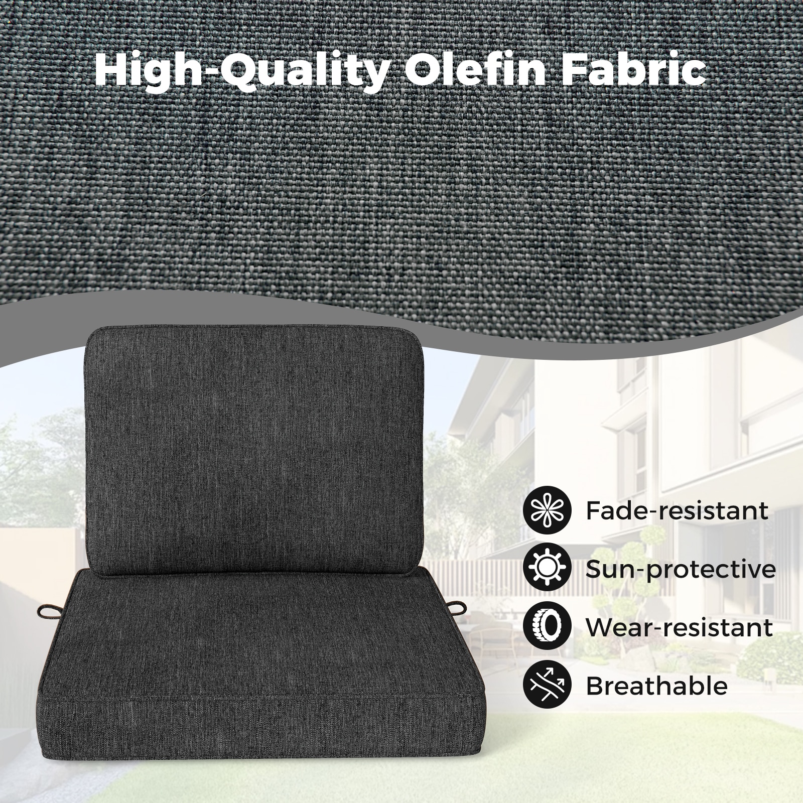 LIVIZA TDG12232GR Patio-Furniture-Cushions - View #6
