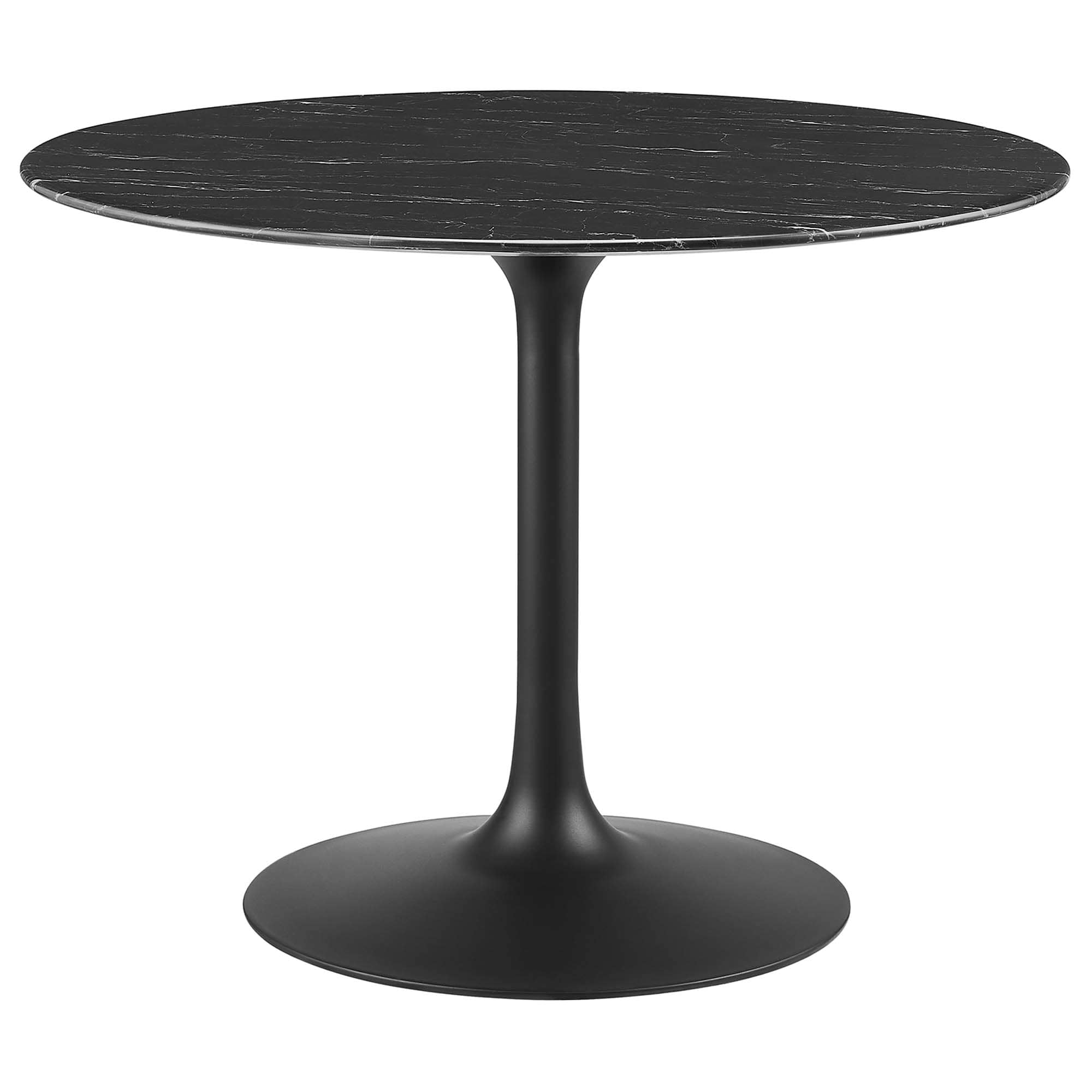 Modway EEI-4876-BLK-BLK Lippa 40 Inch  Round Faux Marble Dining Table in Black Black
