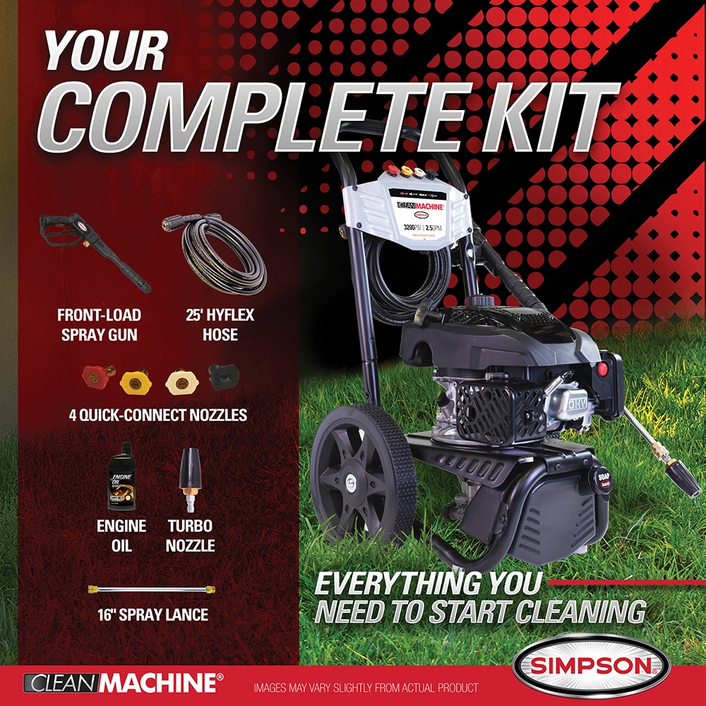 SIMPSON 3200 PSI at 2.5 GPM 3200-PSI 2.5-GPM Cold Water Gas Pressure washer with 4 Spray Tips