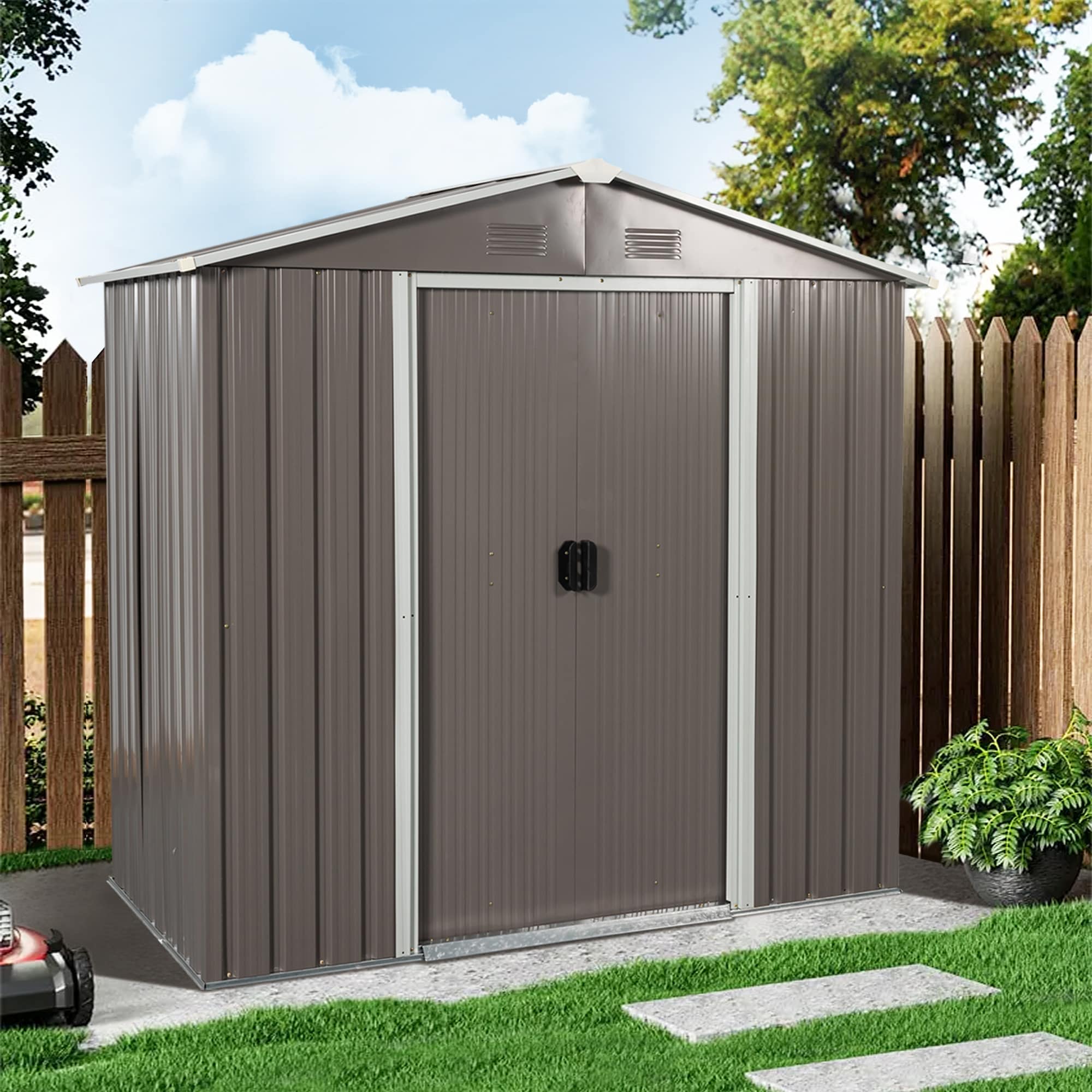 WELLFOR GGJS00364GY Metal-Storage-Buildings-Sheds - View #3