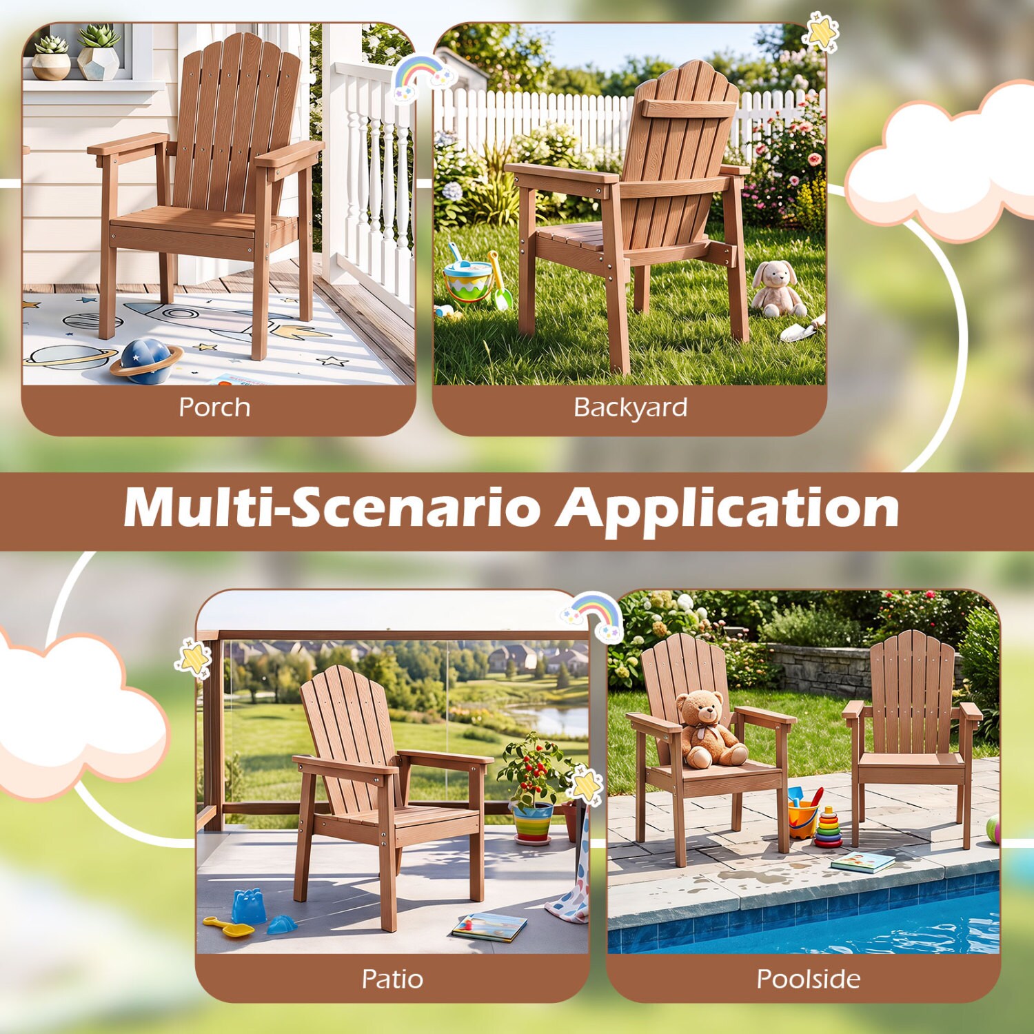 Slickblue 1 Piece HIPS Frame Outdoor Adirondack Chair with High ...
