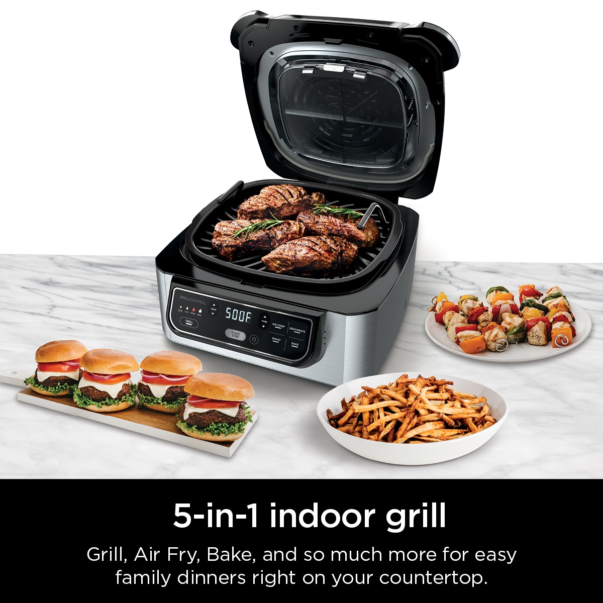 Ninja Foodi 5-in-1 Indoor Grill with Integrated Smart Probe, 3.9 L (4 qt.)  Air Fryer