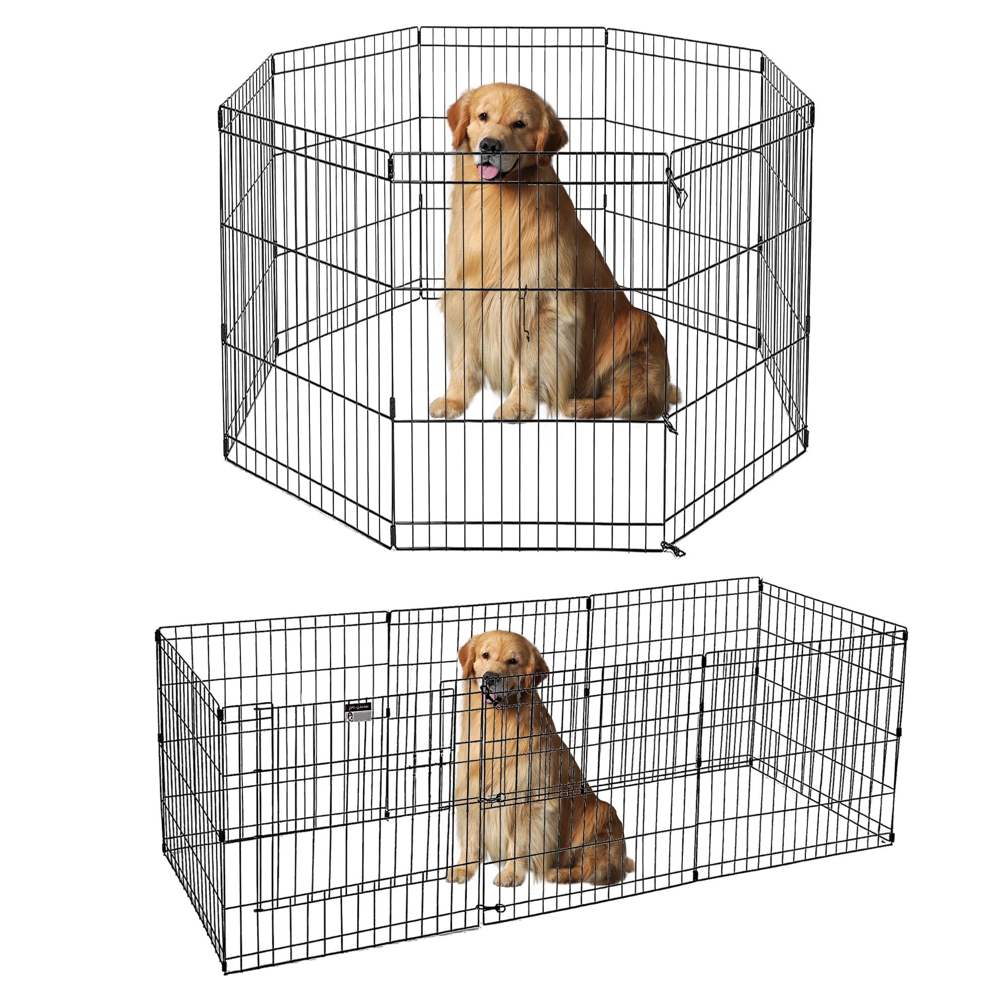 Cenadinz 48 Inch Metal Dog Playpen Foldable Pet Exercise Pen with 8 Panels No Door for Indoor and Outdoor Use Black