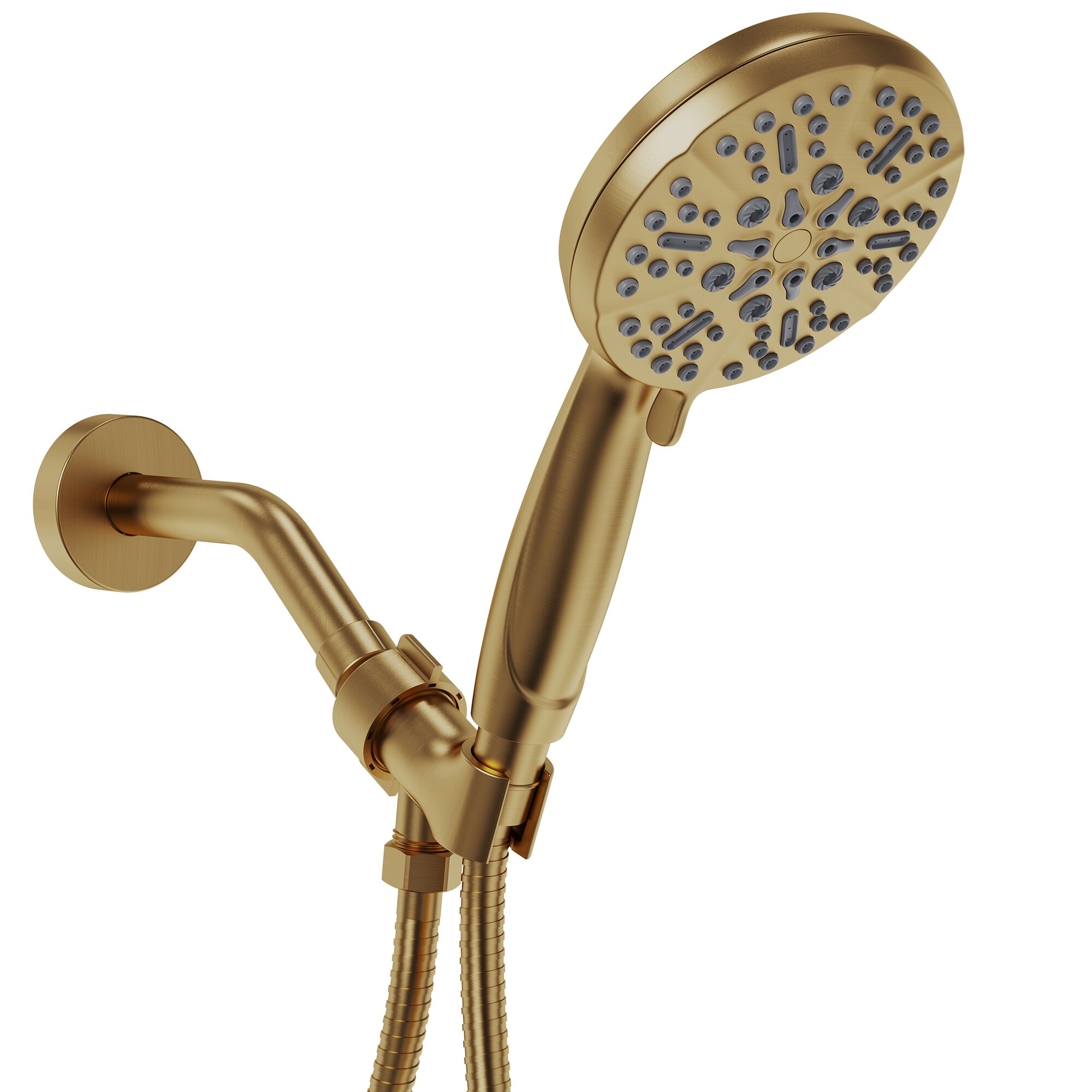 EVERSTEIN Q-821-OTOP 5 -Spray Brushed Gold 4.86-in Round Handheld Filtered High Pressure Rain Shower Head 1.8 GPM