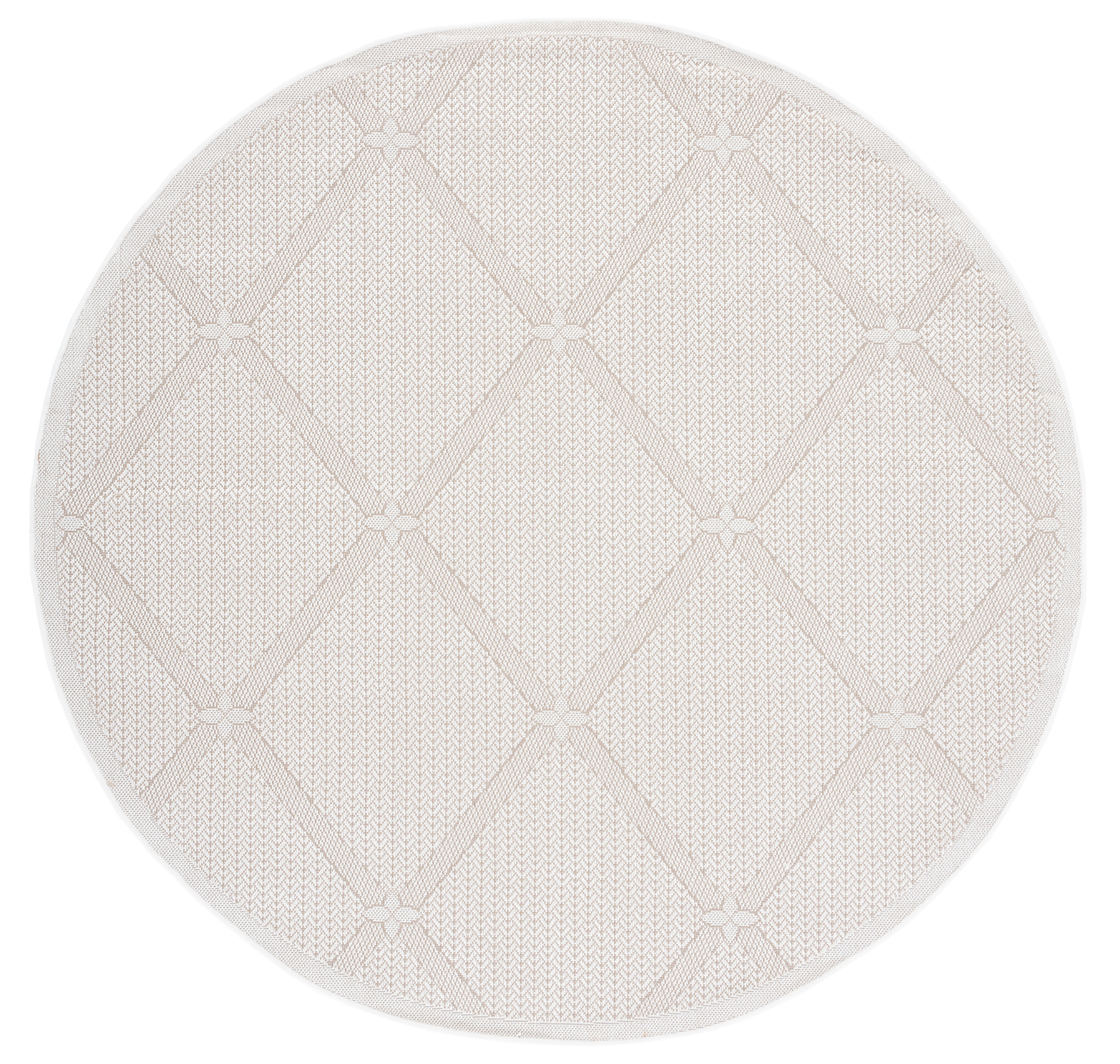 Safavieh BMU811A-8R Bermuda 800 Miranda 8 x 8 (ft) Loomed Polypropylene Cream/Beige Round Indoor/Outdoor Abstract Coastal Area rug