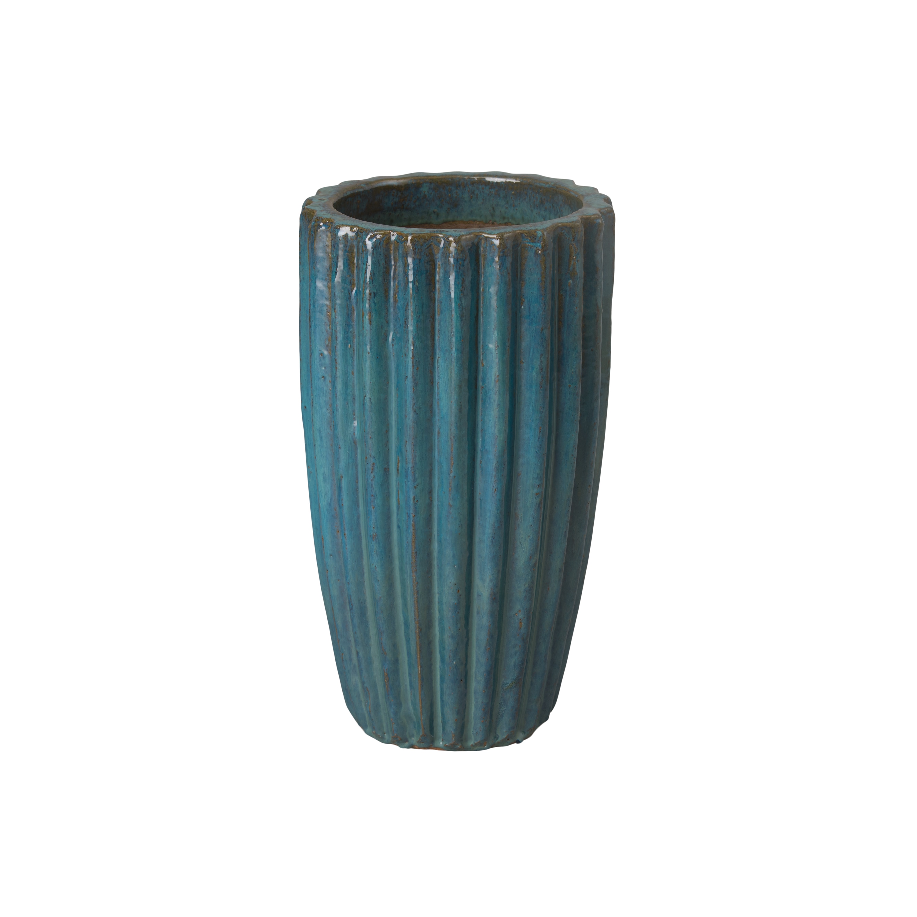 Emissary 1260TL-1 Round 12.0-in W Blue Ceramic Indoor/Outdoor Planter