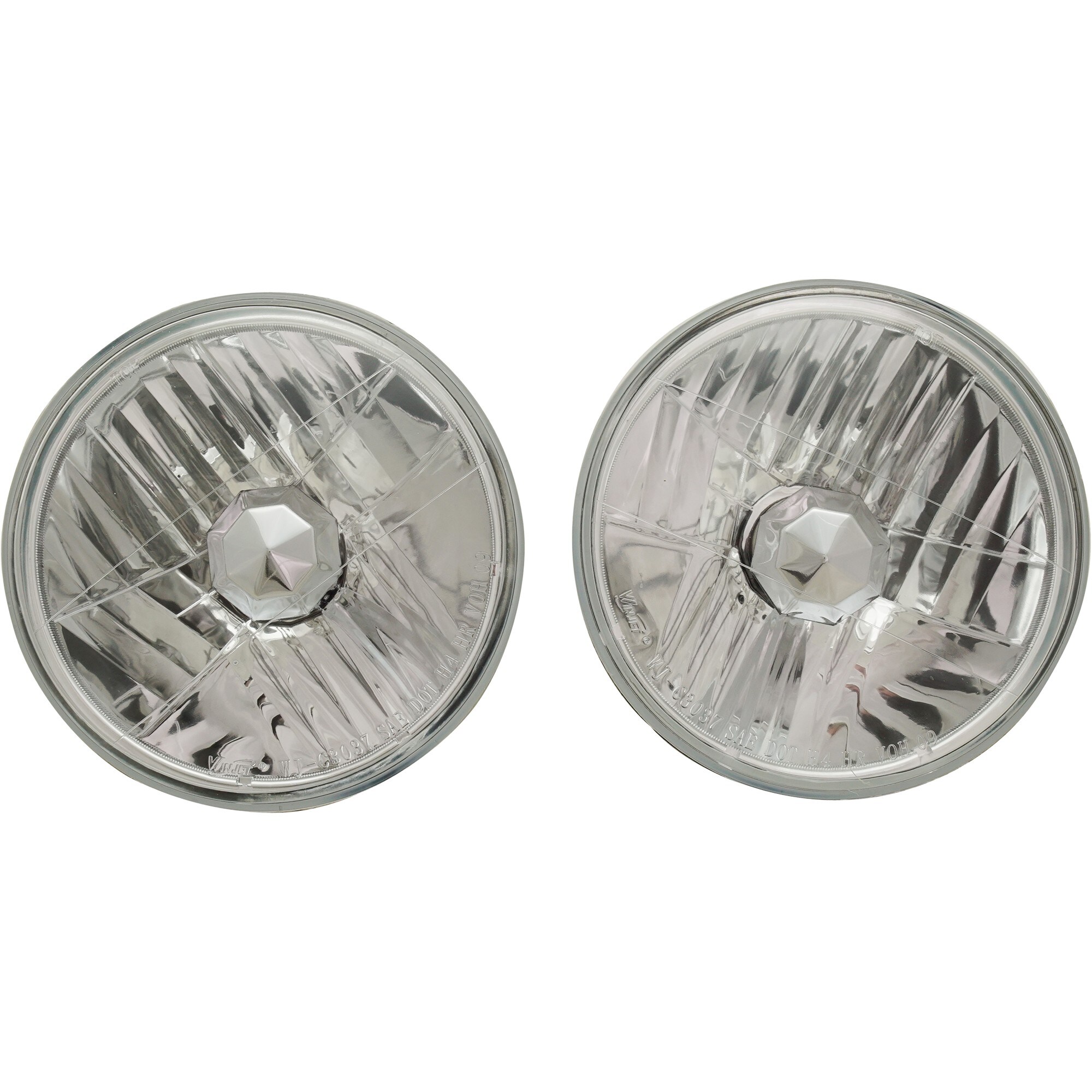 Garage-Pro JCWSTYU9702CHL2GP Driver and Passenger Side Headlight For Jeep Wrangler 1997-2006 Halogen Clear Lens with Bulb(s) 7" Round H4 Halogen Headlight