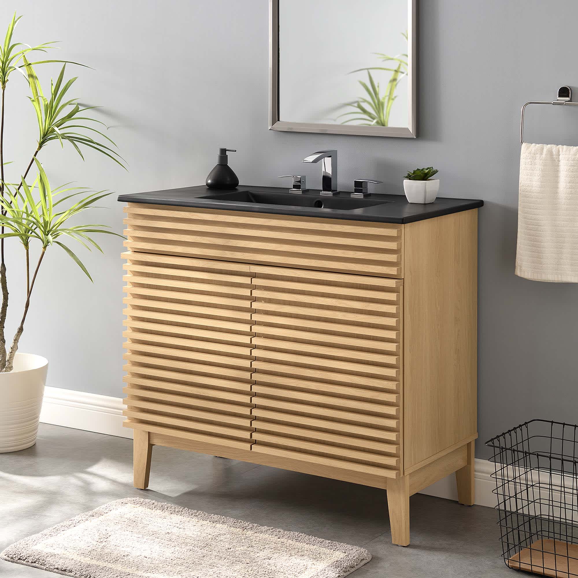 Modway EEI-5396-OAK-BLK Bath-Vanity-Combo - View #3