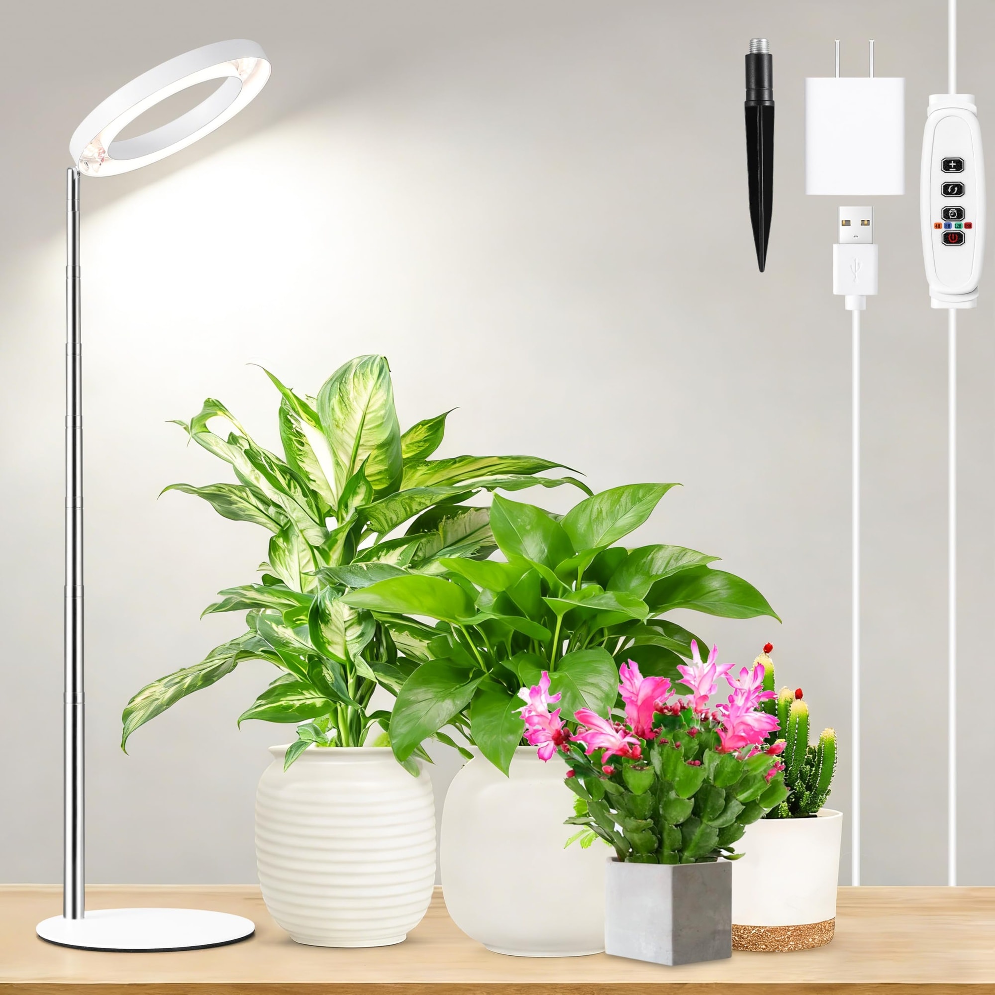 DYRCJ  Indoor Plant Growth Light Adjustable Height Full Spectrum Desk Lamp with Timer and Multiple Brightness Levels durable home and garden