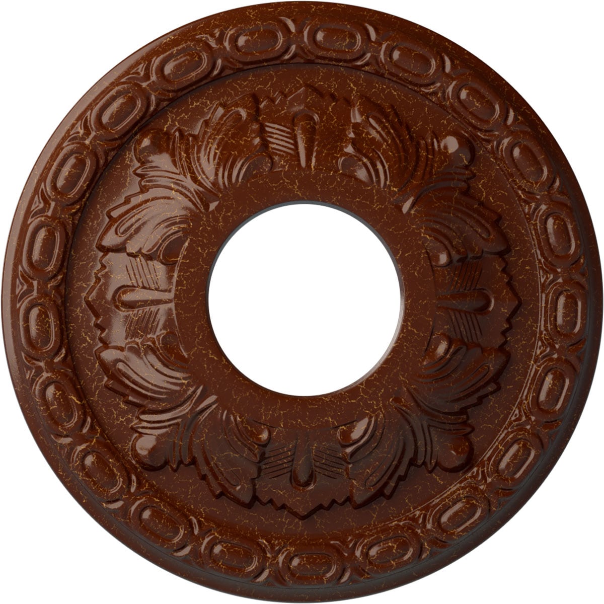 Ekena Millwork CM11LFBMC Leaf 11.375-in W x 11.375-in L Painted Burnished Mahogany Crackle Polyurethane Whole Ceiling Medallion