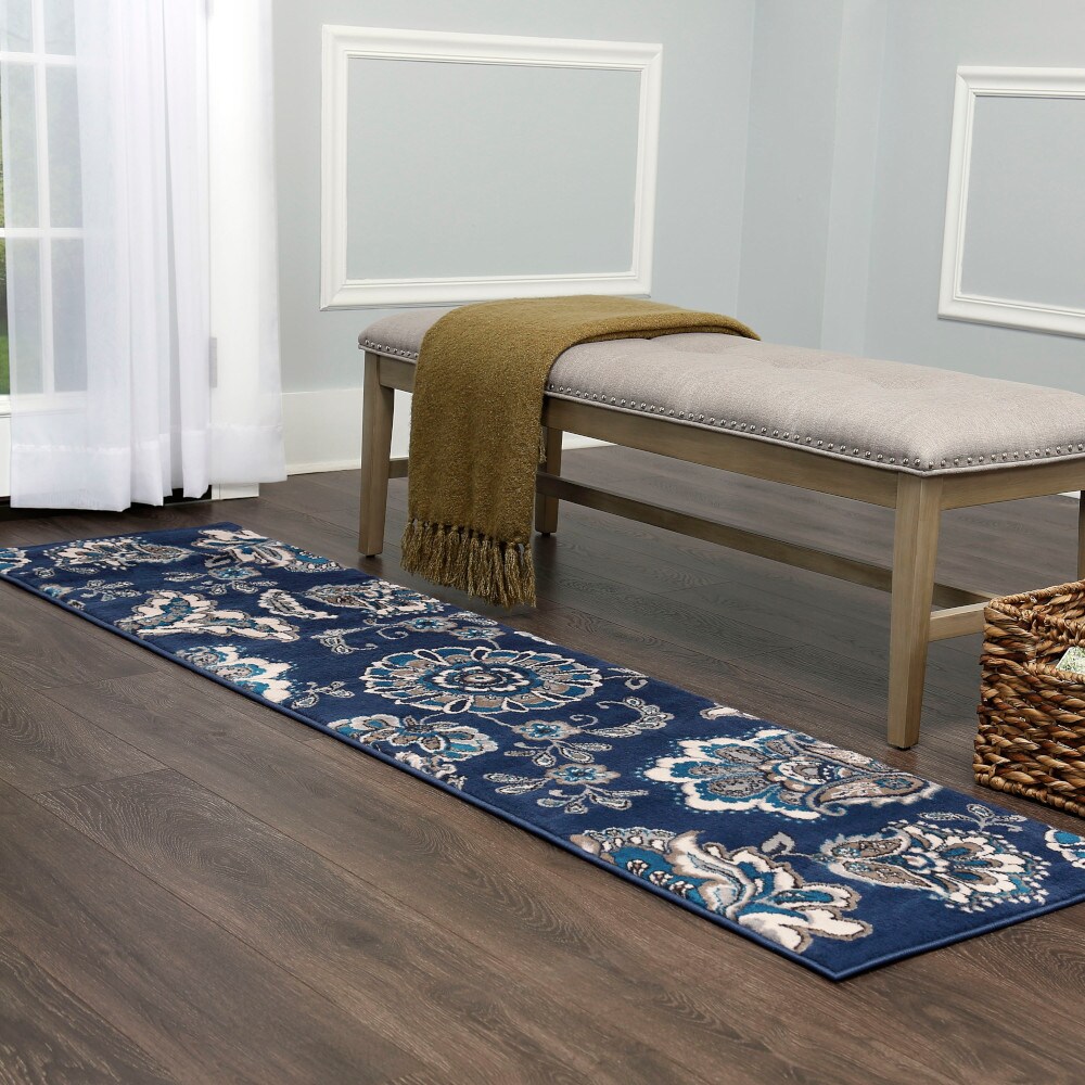 Home Dynamix 4-HD5714-300 Tremont Lincoln 2 x 7 (ft) Loomed Polypropylene Navy Blue Rectangular Indoor Floral/Botanical Bohemian/Eclectic Runner rug