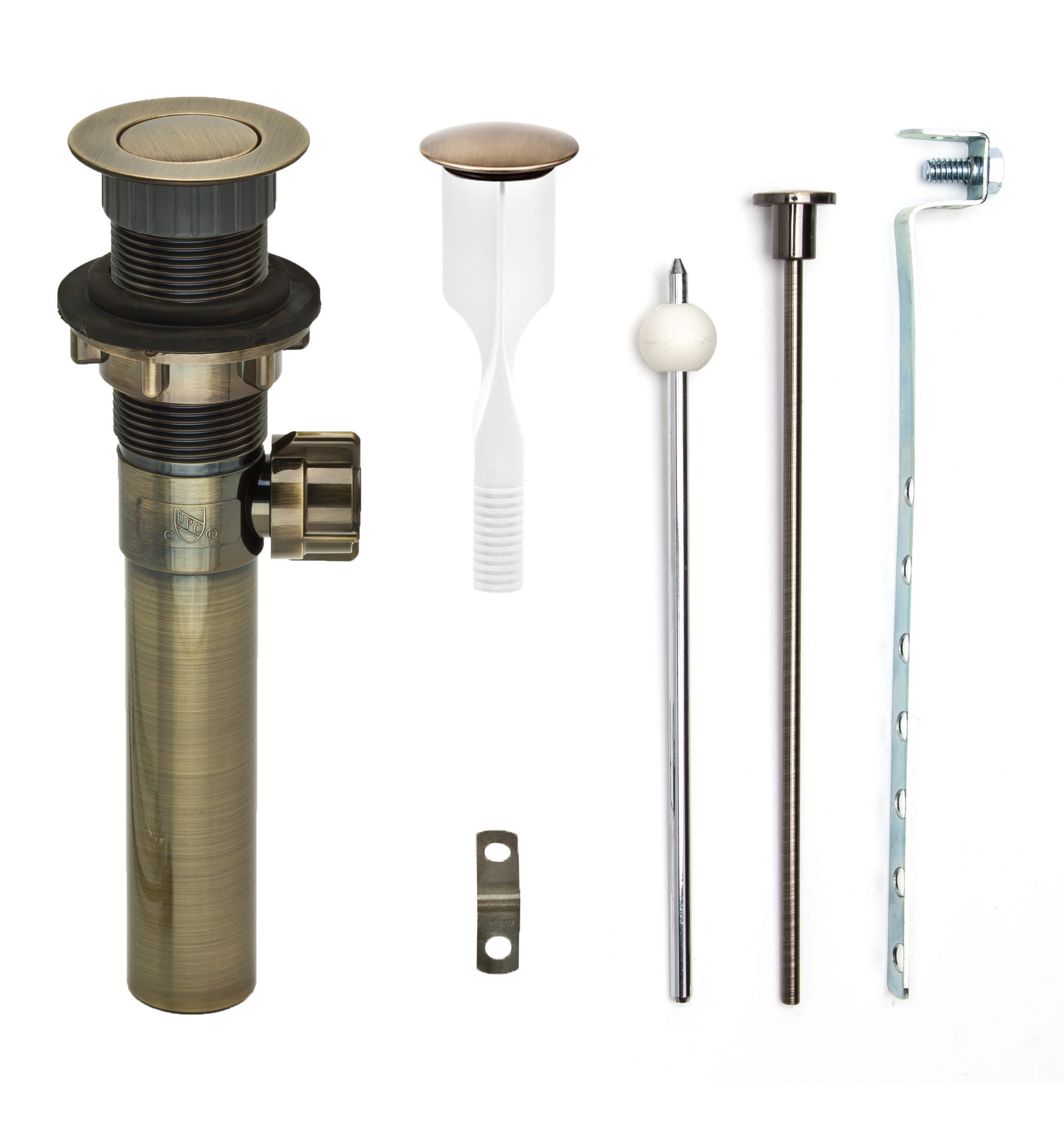PF WaterWorks PF0324-AB-AB-NO ClogFREE Antique Brass Bathroom Sink pop up drain