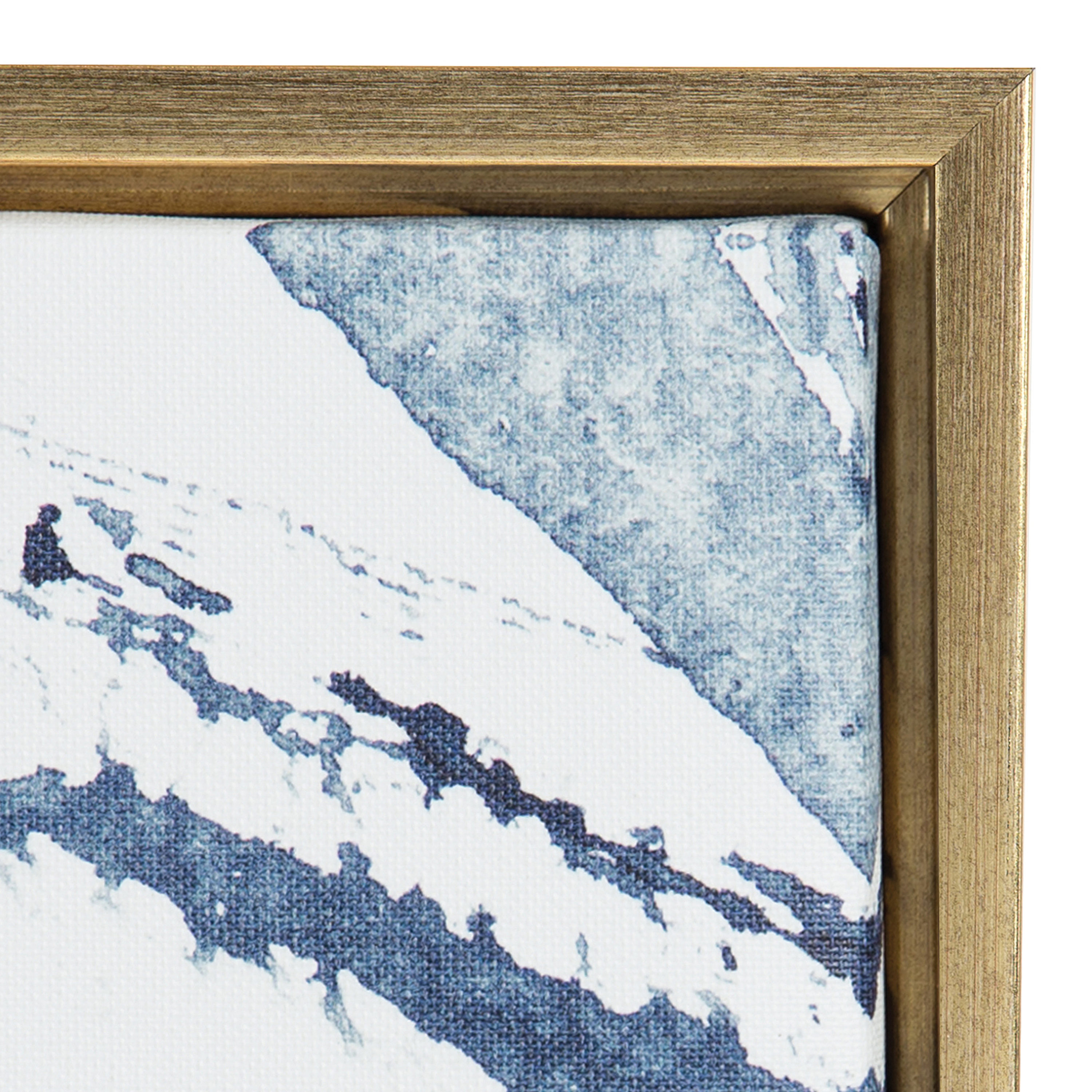 Sylvie Indigo Blue Abstract Canvas Wall Art with Gold Frame