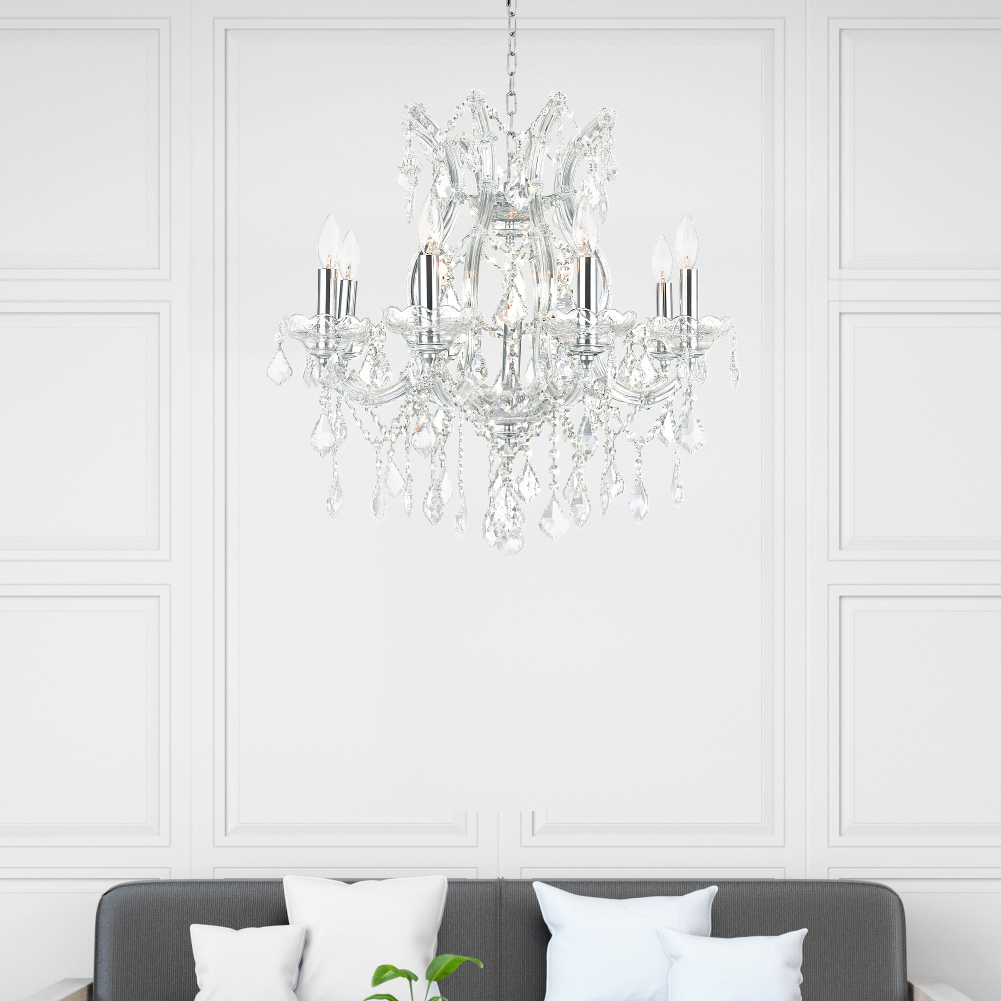 CWI Lighting 8311P24C-9 (CLEAR) Maria Theresa 9 -Light Chrome Glam Antler For Use in Bedrooms, Dining Rooms, Foyers, Kitchens, Living Rooms Chandelier