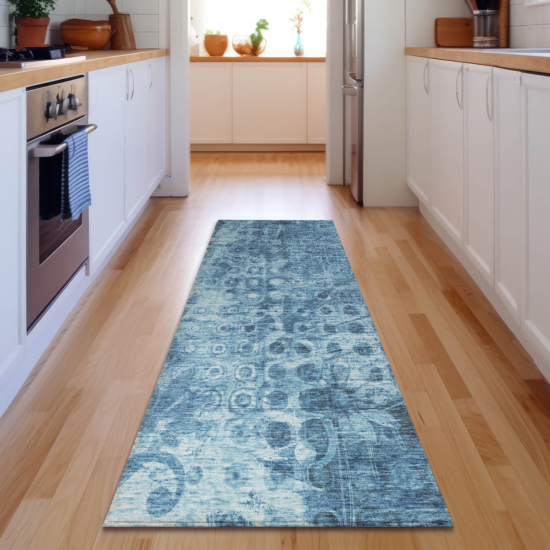 Addison Rugs AMF577BU2X8 Mayfield AMF577BU 2 x 7 (ft) Loomed Polyester Blue Rectangular Indoor Geometric Machine washable Area rug