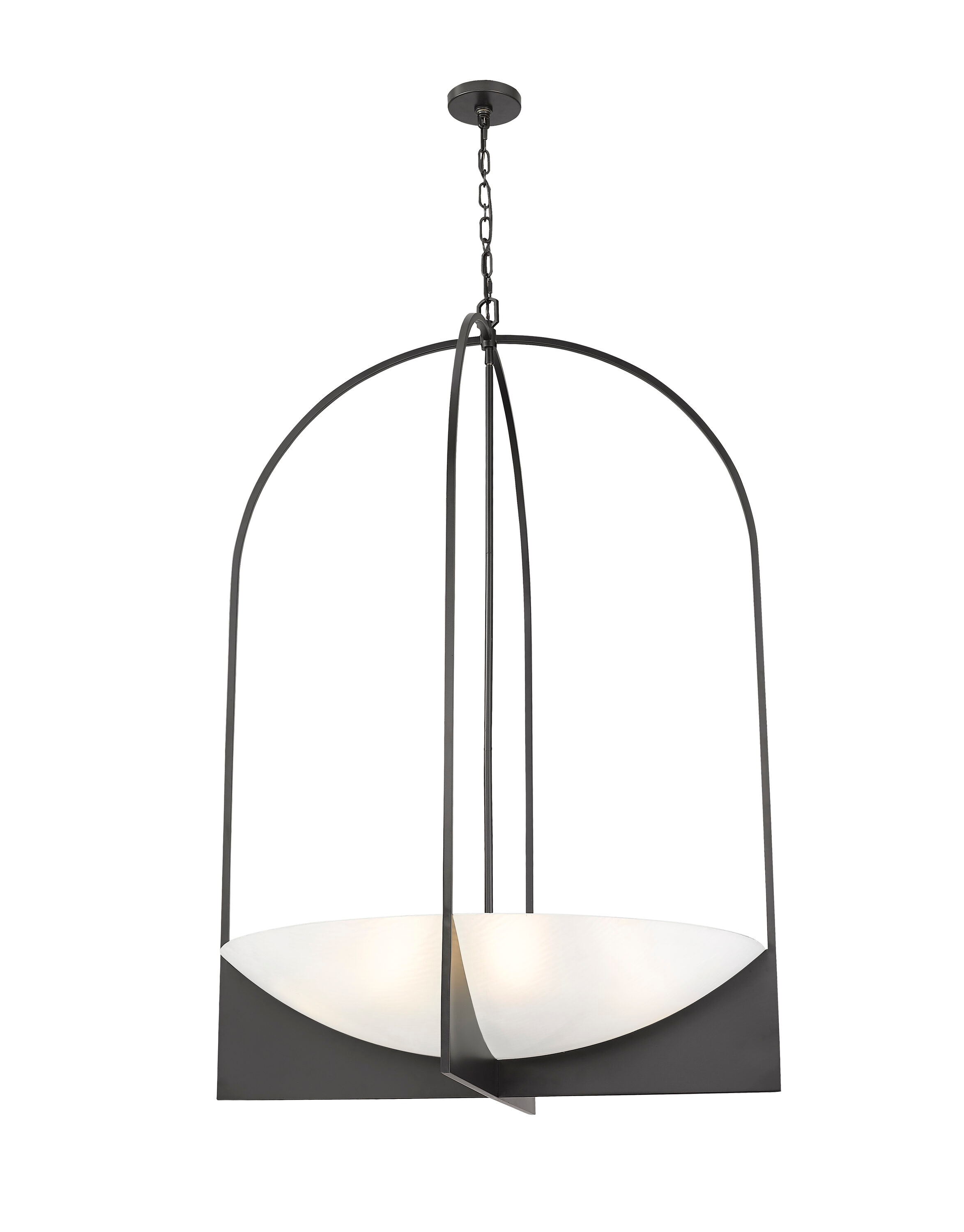 Matte Black Steel 8-Light Cage Chandelier