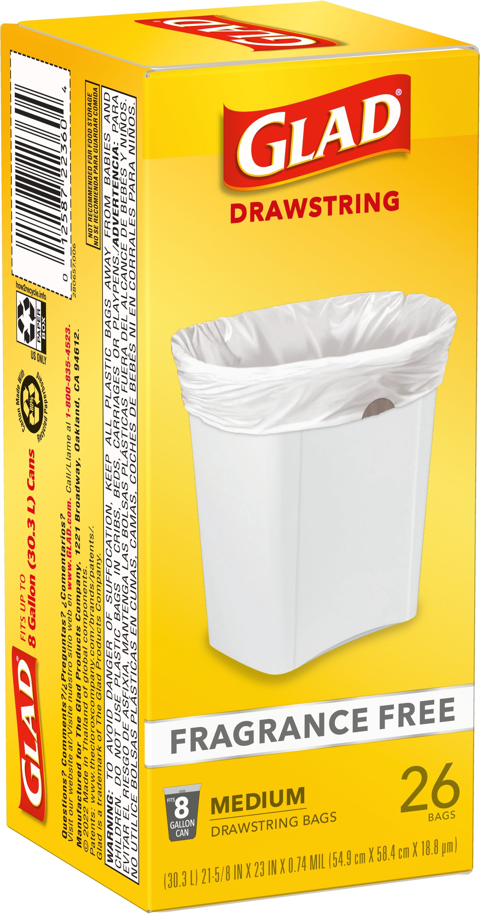 Glad 8-Gallons White Plastic Kitchen Drawstring Trash Bag in the