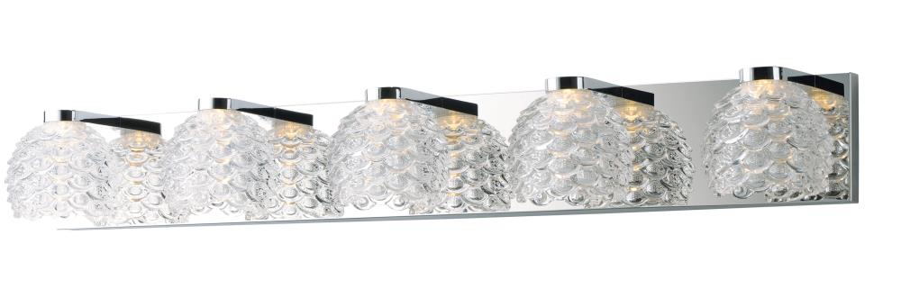 Maxim Lighting 9065CWPC Fringe 36.25-Inches 5 -Light Polished Chrome Integrated LED Transitional Vanity light