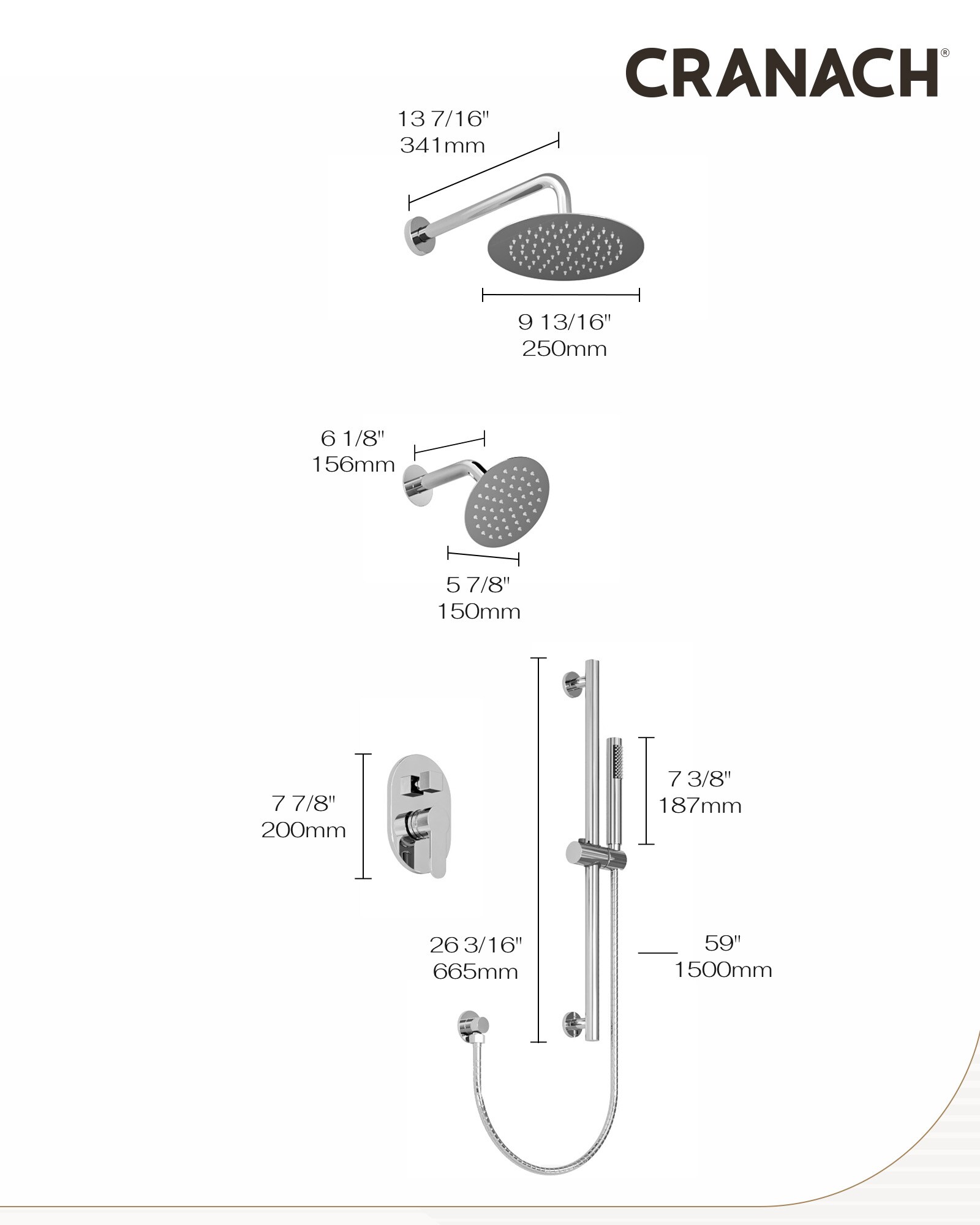 CRANACH C00.CR40.CP Showerhead-Bar-Panels - View #7