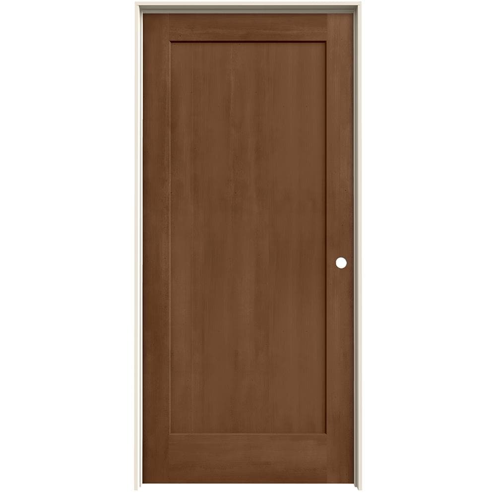 JELD-WEN Madison 36-in x 80-in Hazlenut 1-panel Square Solid Core Stained Molded Composite Left Hand Single Prehung Interior Door in Brown -  LOWOLJW222201064