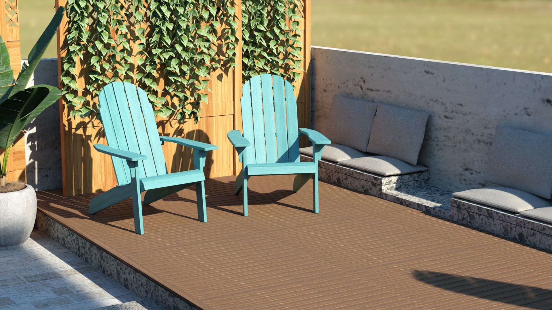 Blue Poly Lumber All-Weather Adirondack Chair with Arms