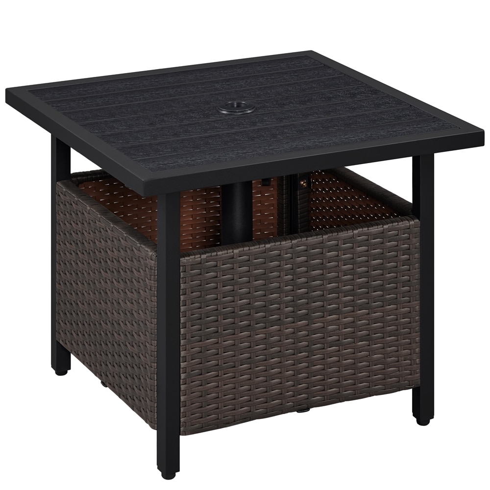Yaheetech LS3V3D0001 22-in W Black Rattan Side Table