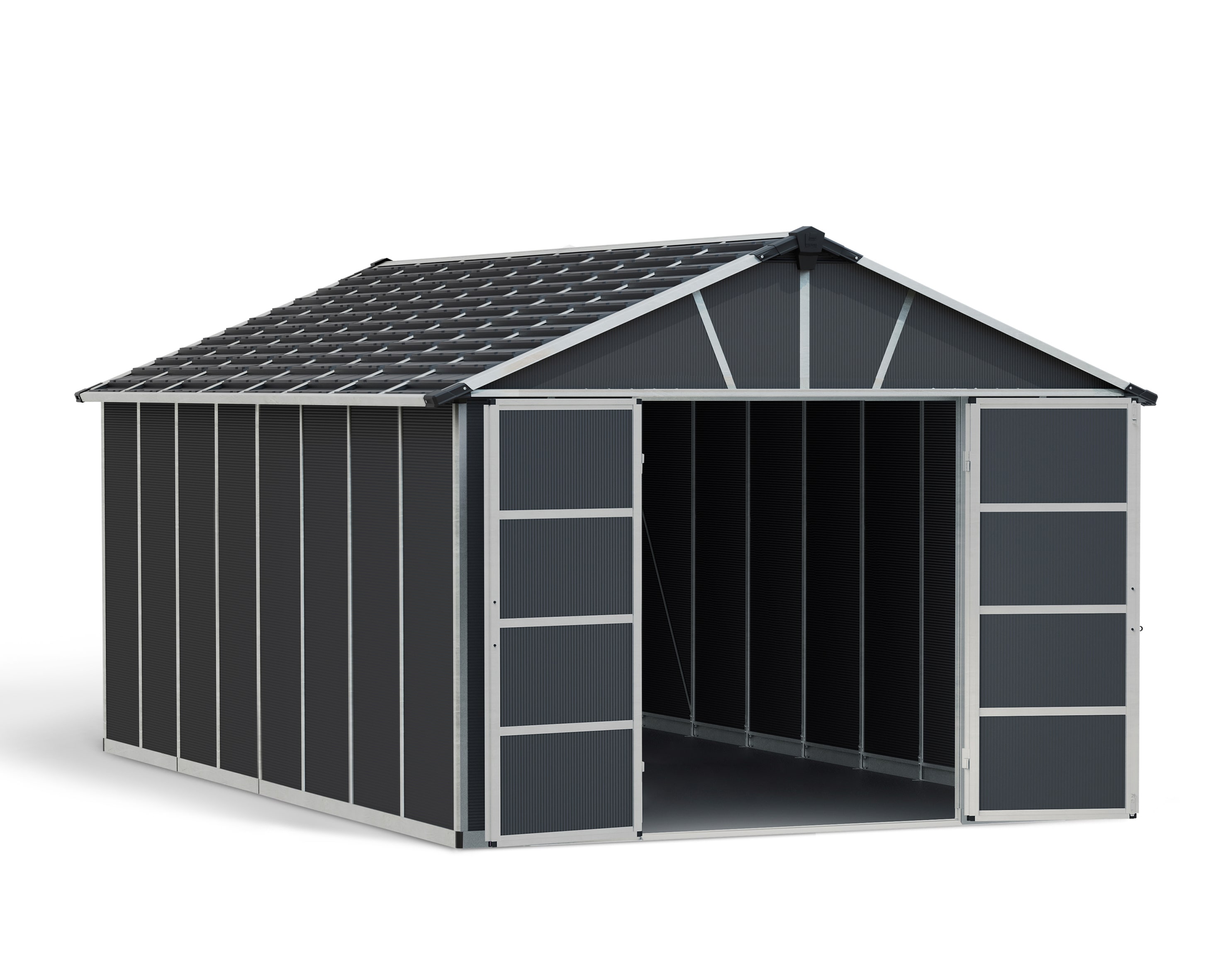 Canopia by Palram 705723 11-ft x 17-ft Yukon Garden Outdoor Gray Gable Resin Storage Shed (Floor Included)