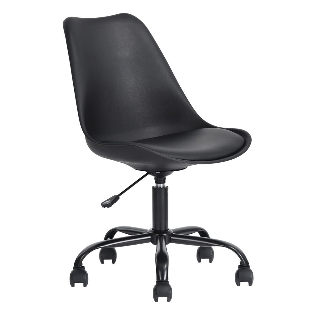 CASAINC BLOKHUS BLACK RFLMKZ Black Contemporary Ergonomic Adjustable Height Swivel Faux Leather Executive Chair