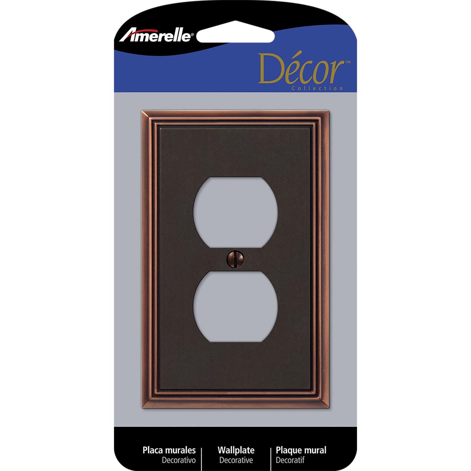 Amerelle Metro Aged Bronze 1 gang Die Cast Metal Duplex Wall Plate 1 pk #77DDB