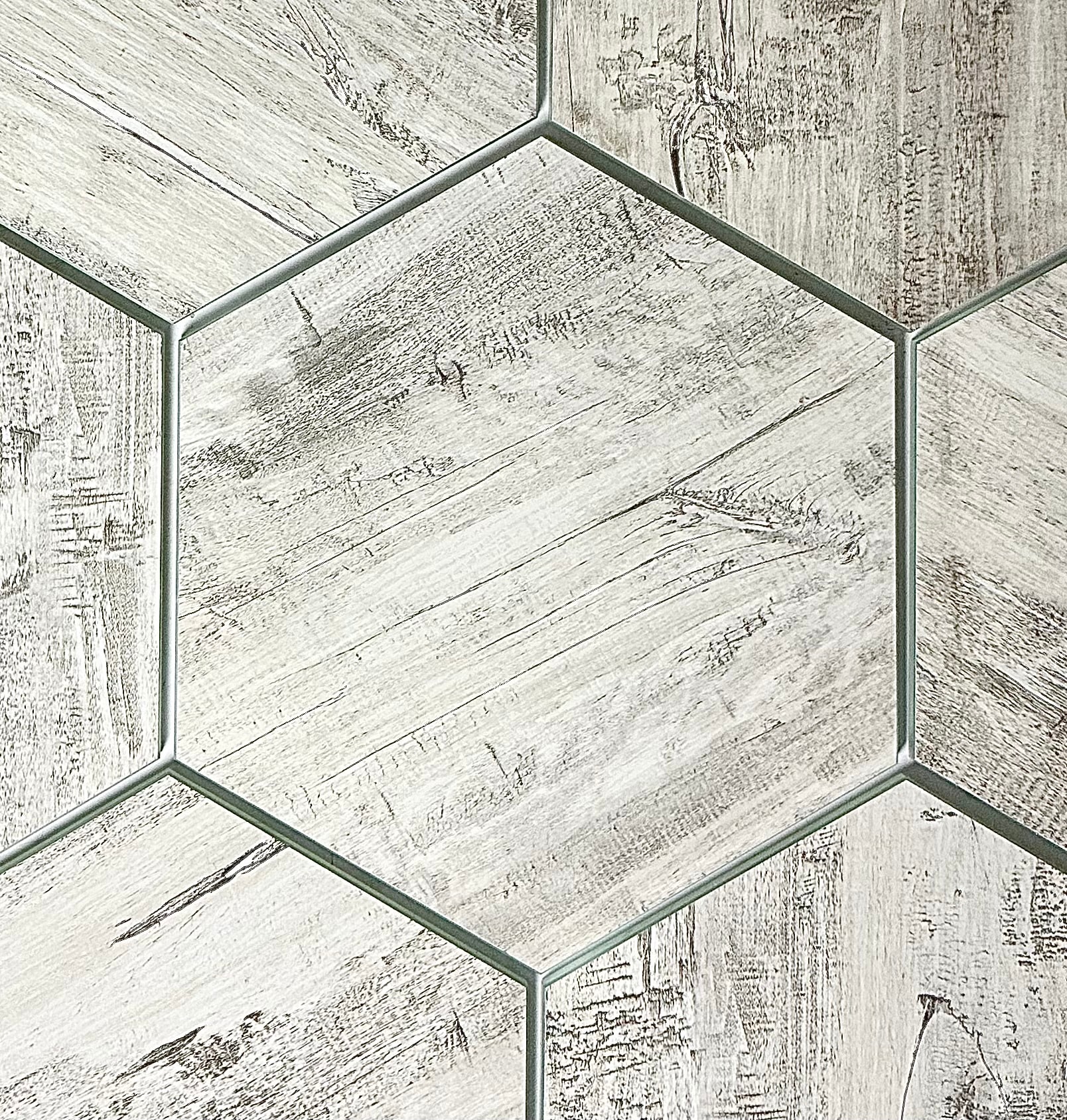 Abolos LWSREF0306-GO[L] Nature Gray 8-in x 8-in Natural Glass Wood look Hexagon Standard Wall Tile ( 16-sq ft Carton )