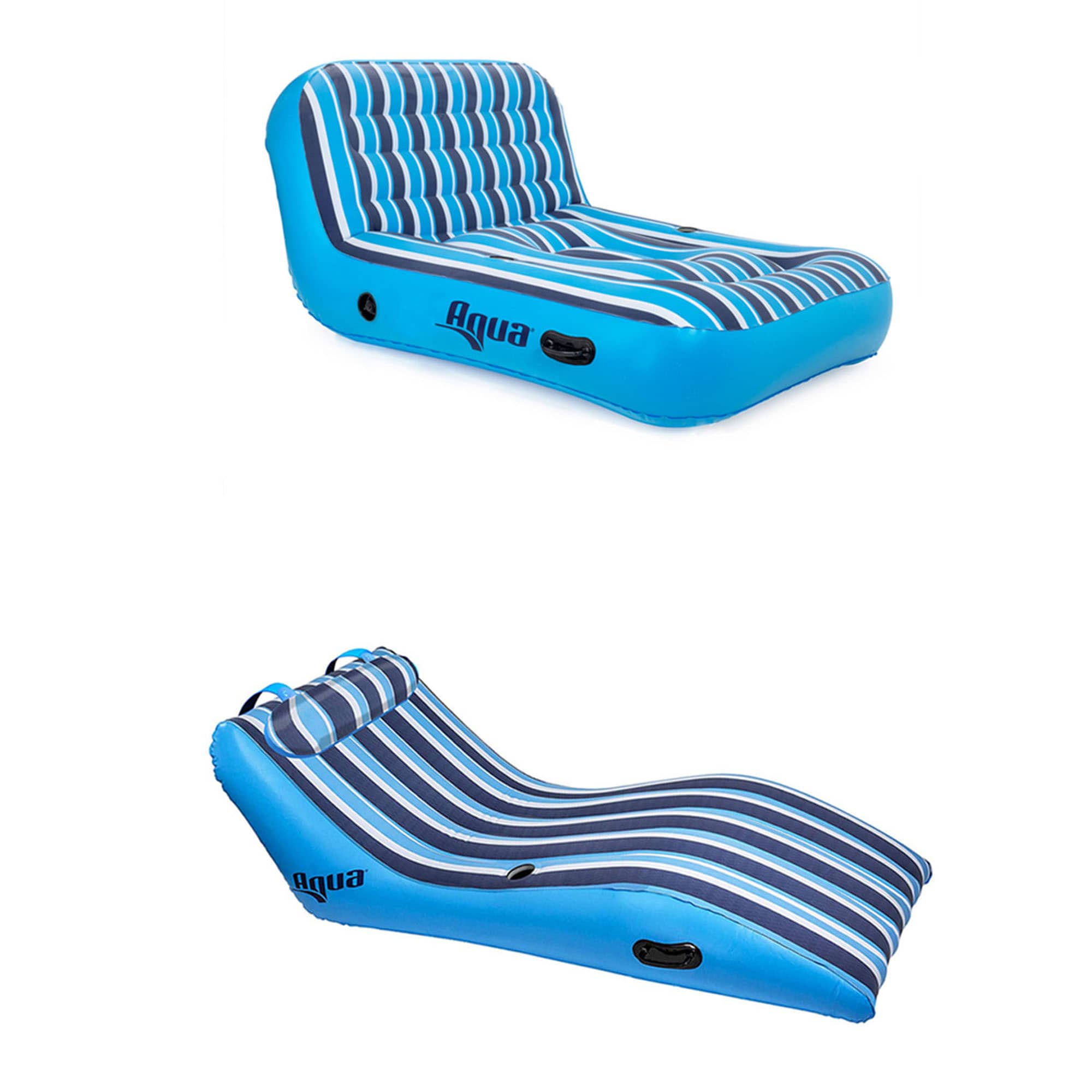 Aqua 243196 71-Inches x 48-Inches 2 -Seat Blue Inflatable lounger 2 -Pack